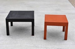Orange and Black Two Parsons Tables Stools