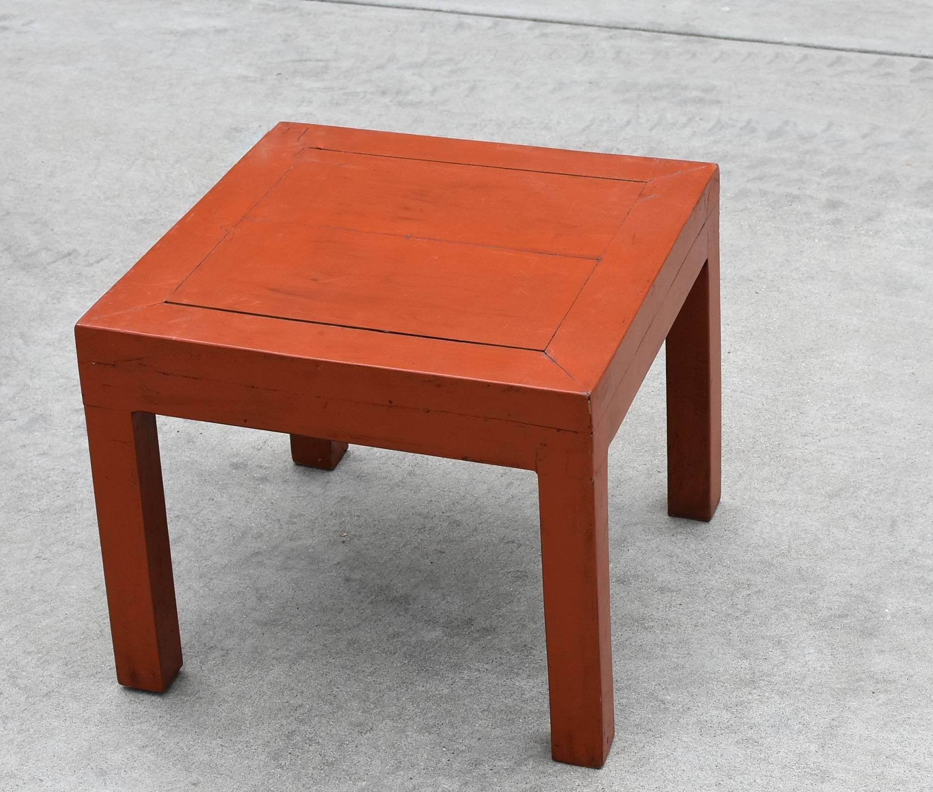 Orange and Black Two Parsons Tables Stools For Sale 2