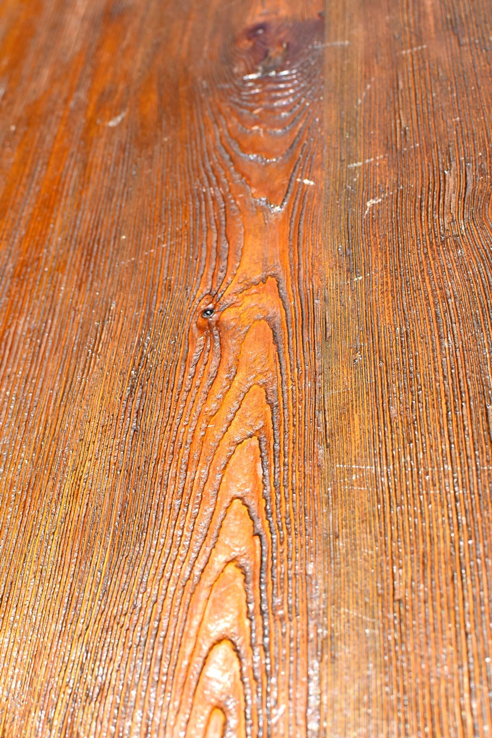 Brass Solid Elm Wood Sideboard, Rustic Wood Finish