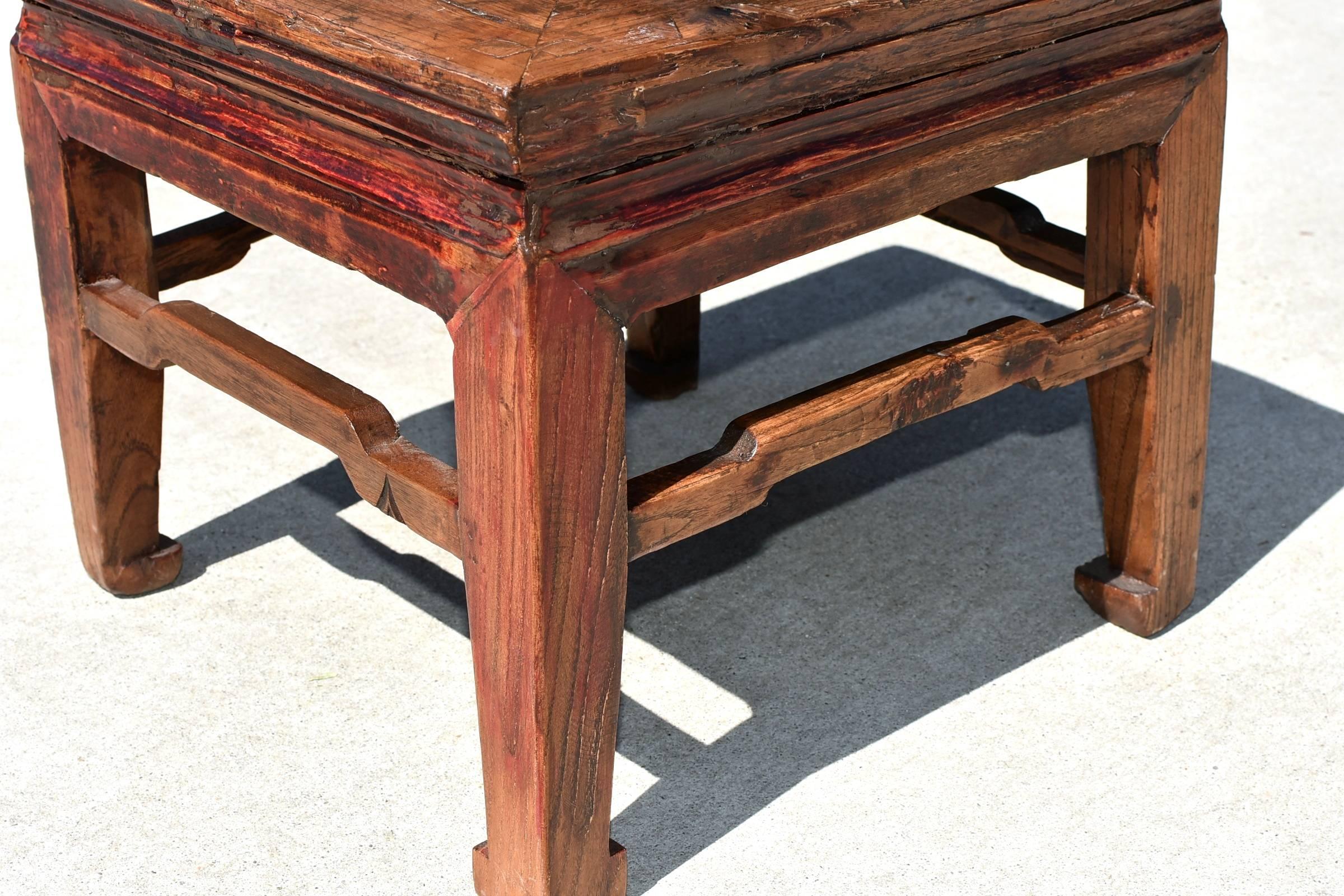 Joinery Square Antique Country Stool, with Hoof Legs