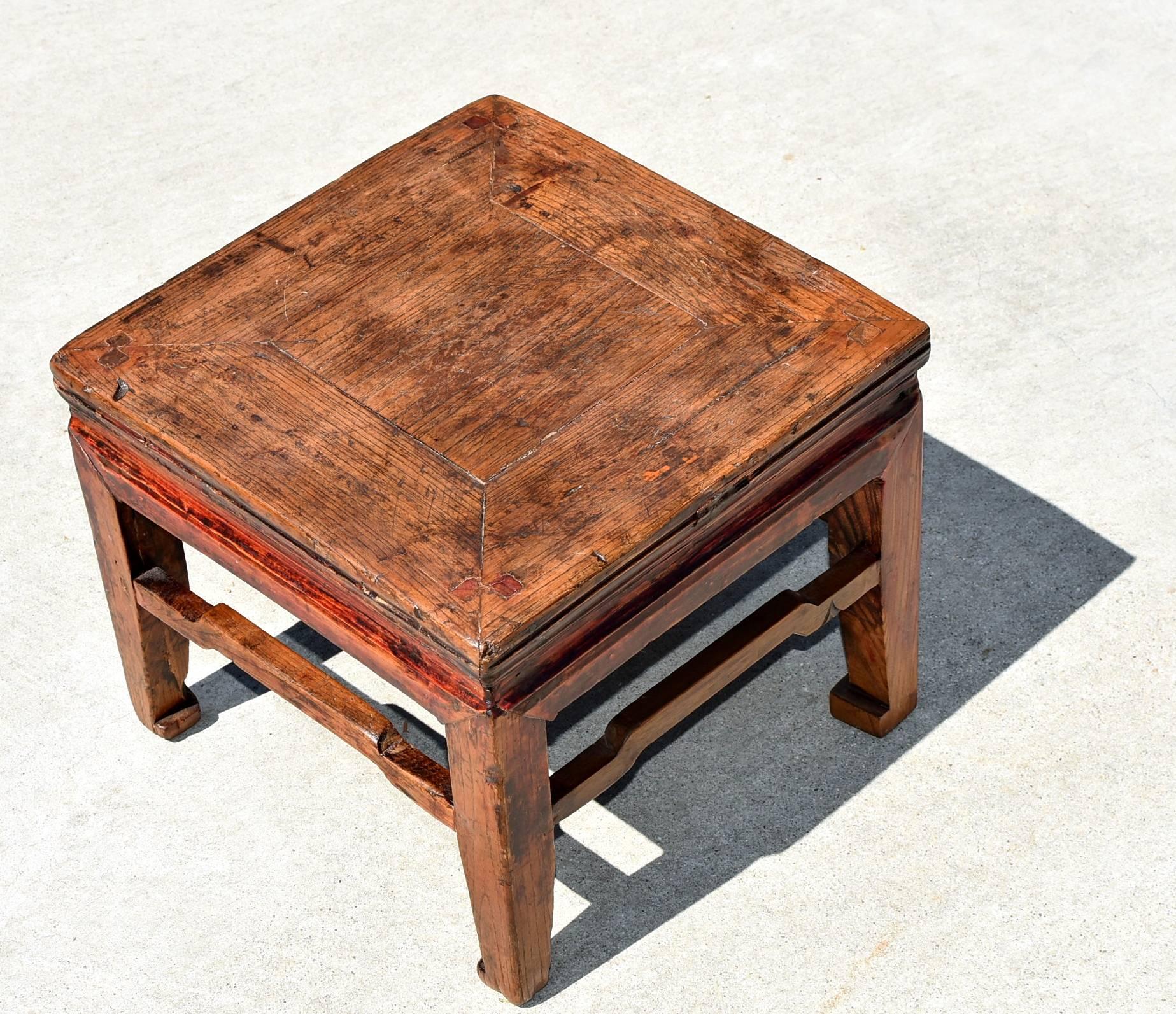 Square Antique Country Stool, with Hoof Legs 3