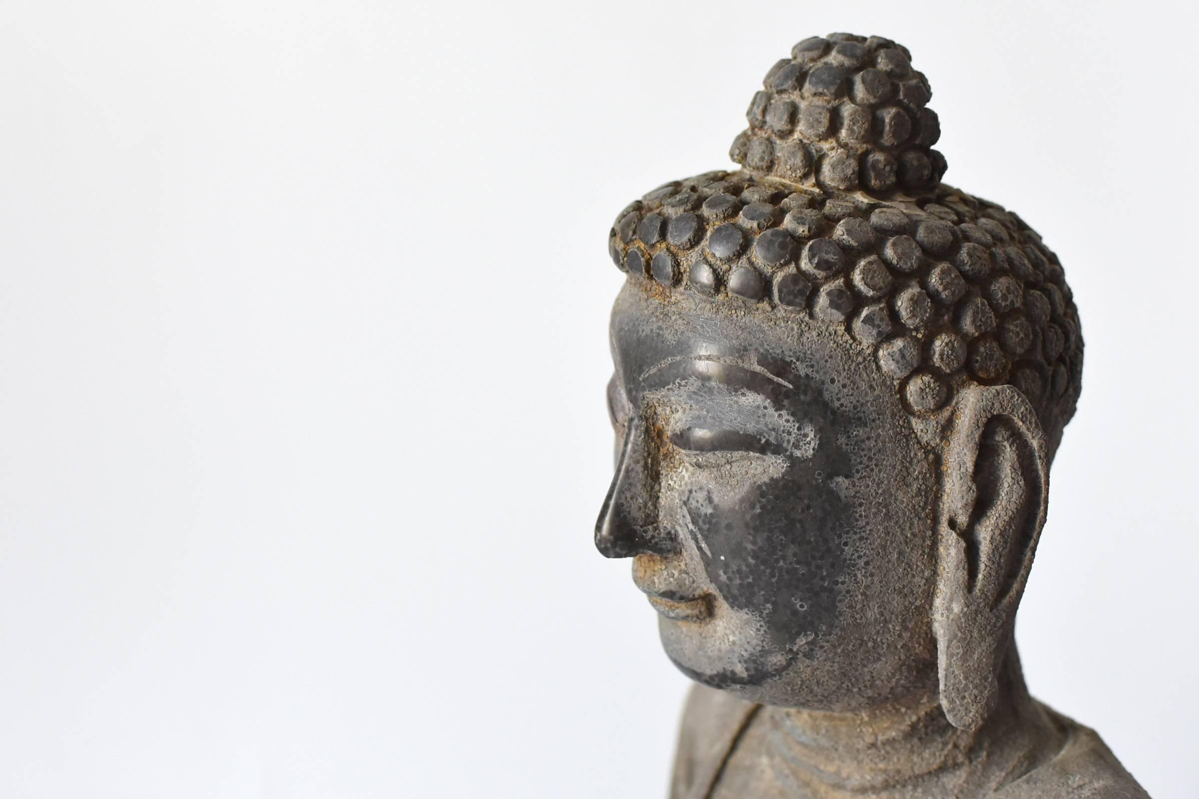 Hand-Carved Stone Buddha Statue