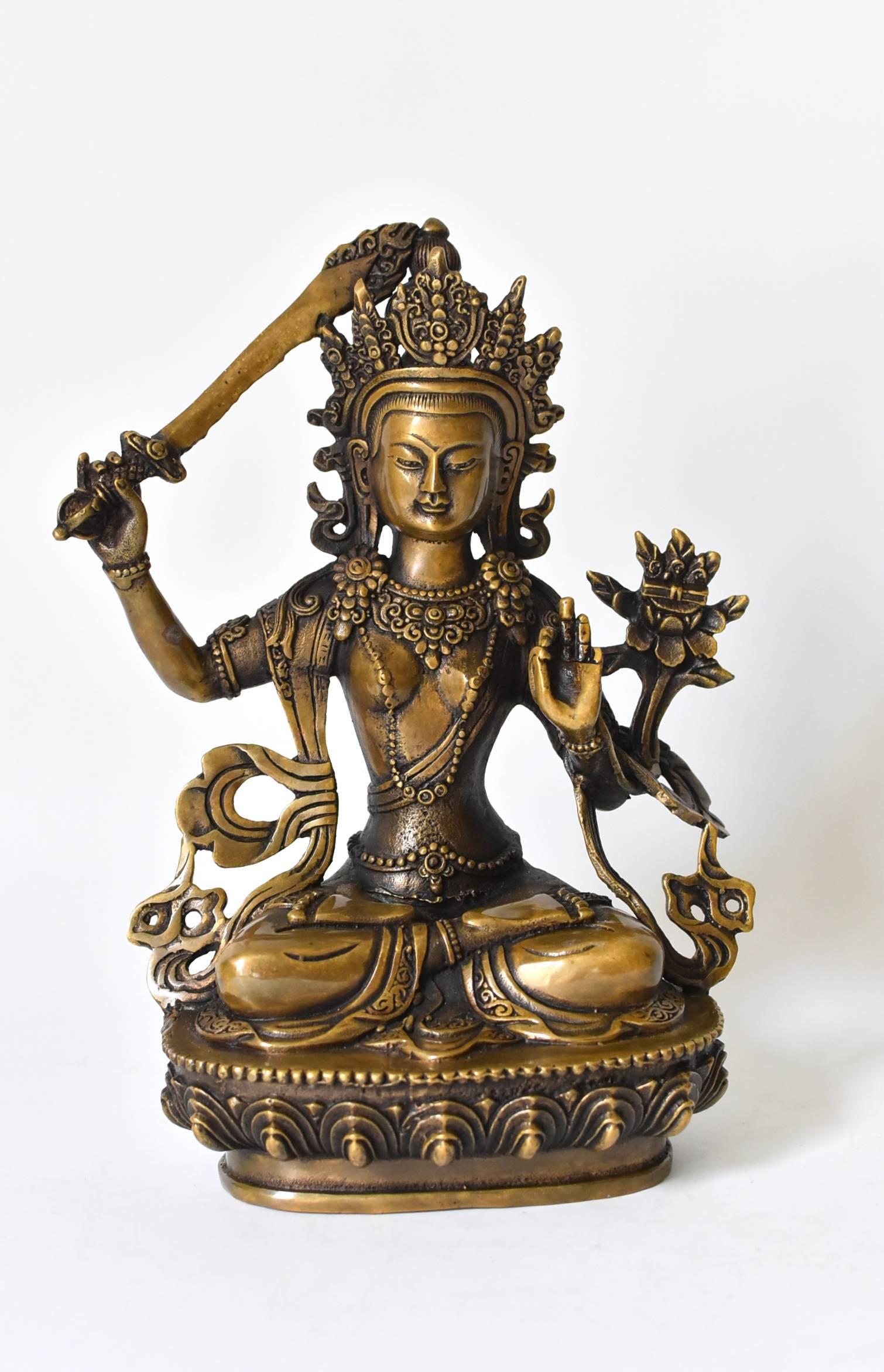 Brass Tibetan Buddhas, Set of Three 7