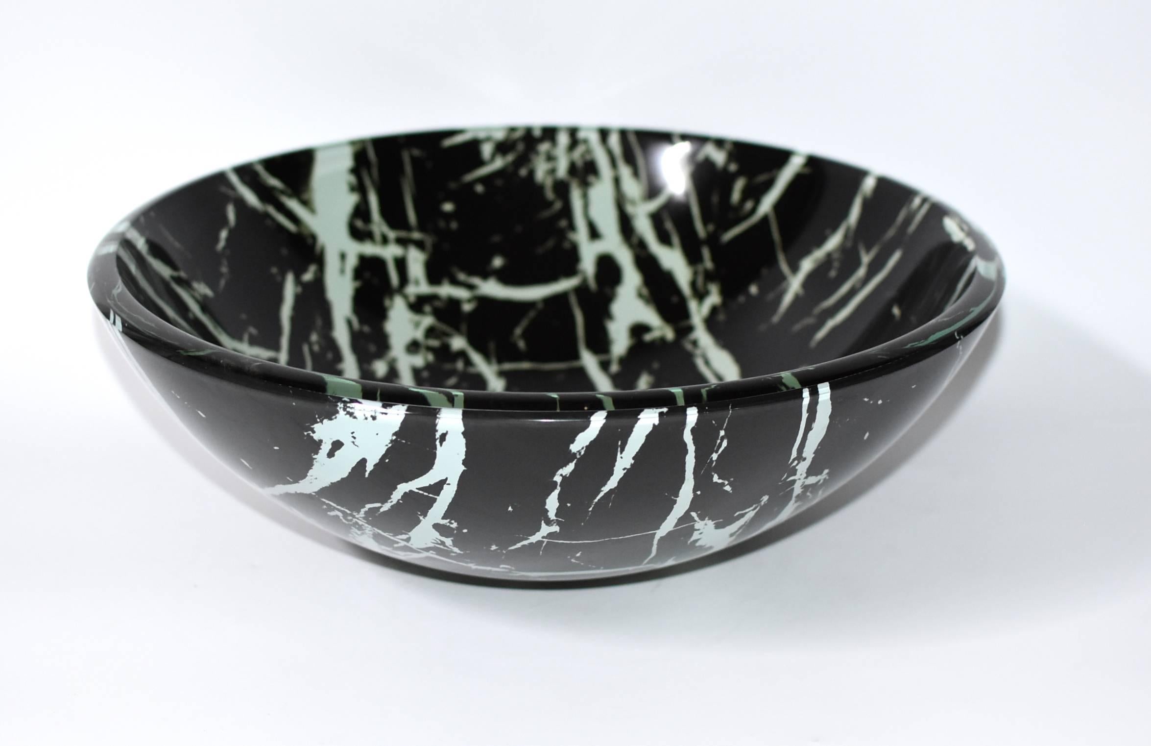 Chinese Black and White Glass Sink with Marble Pattern