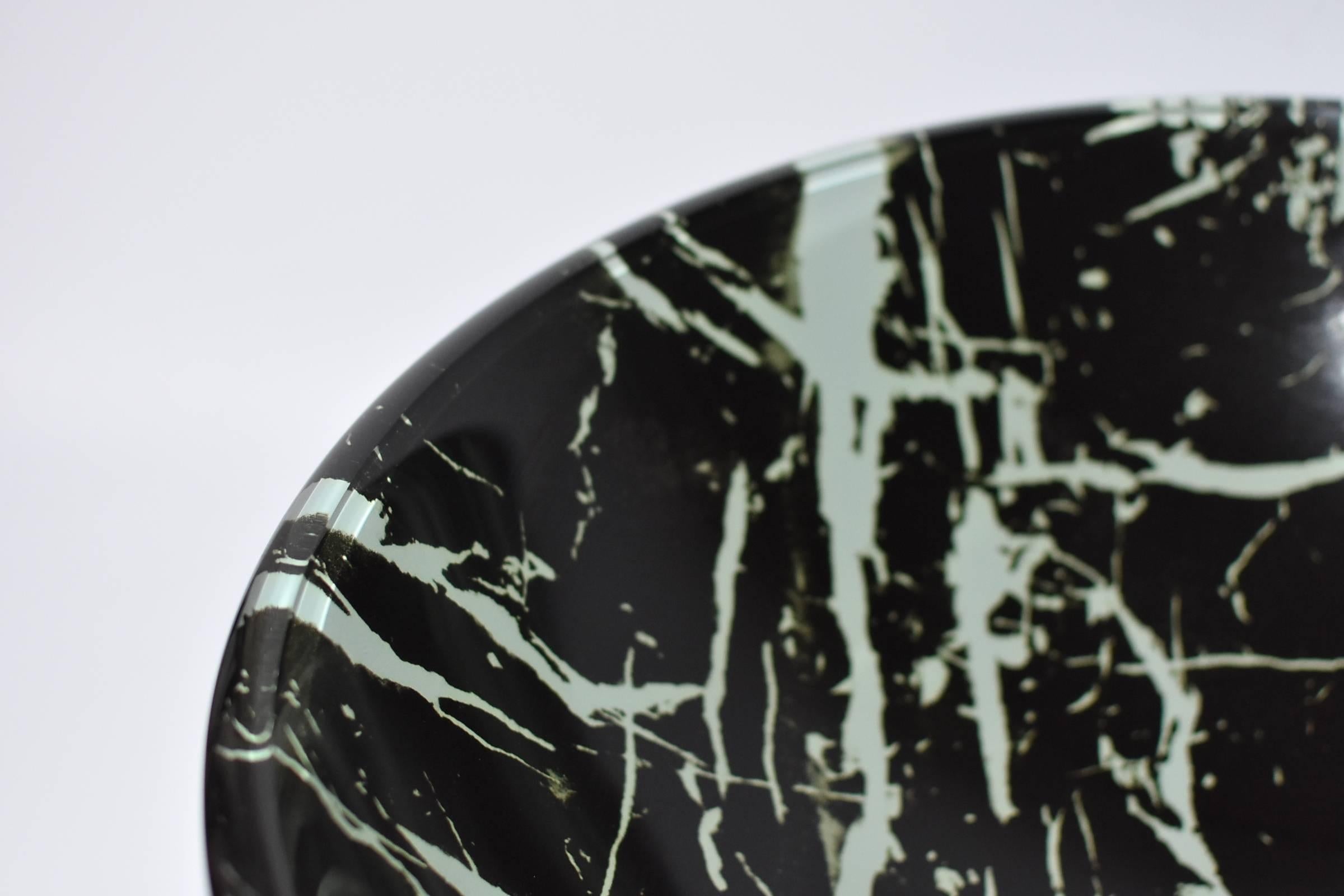 Black and White Glass Sink with Marble Pattern 3