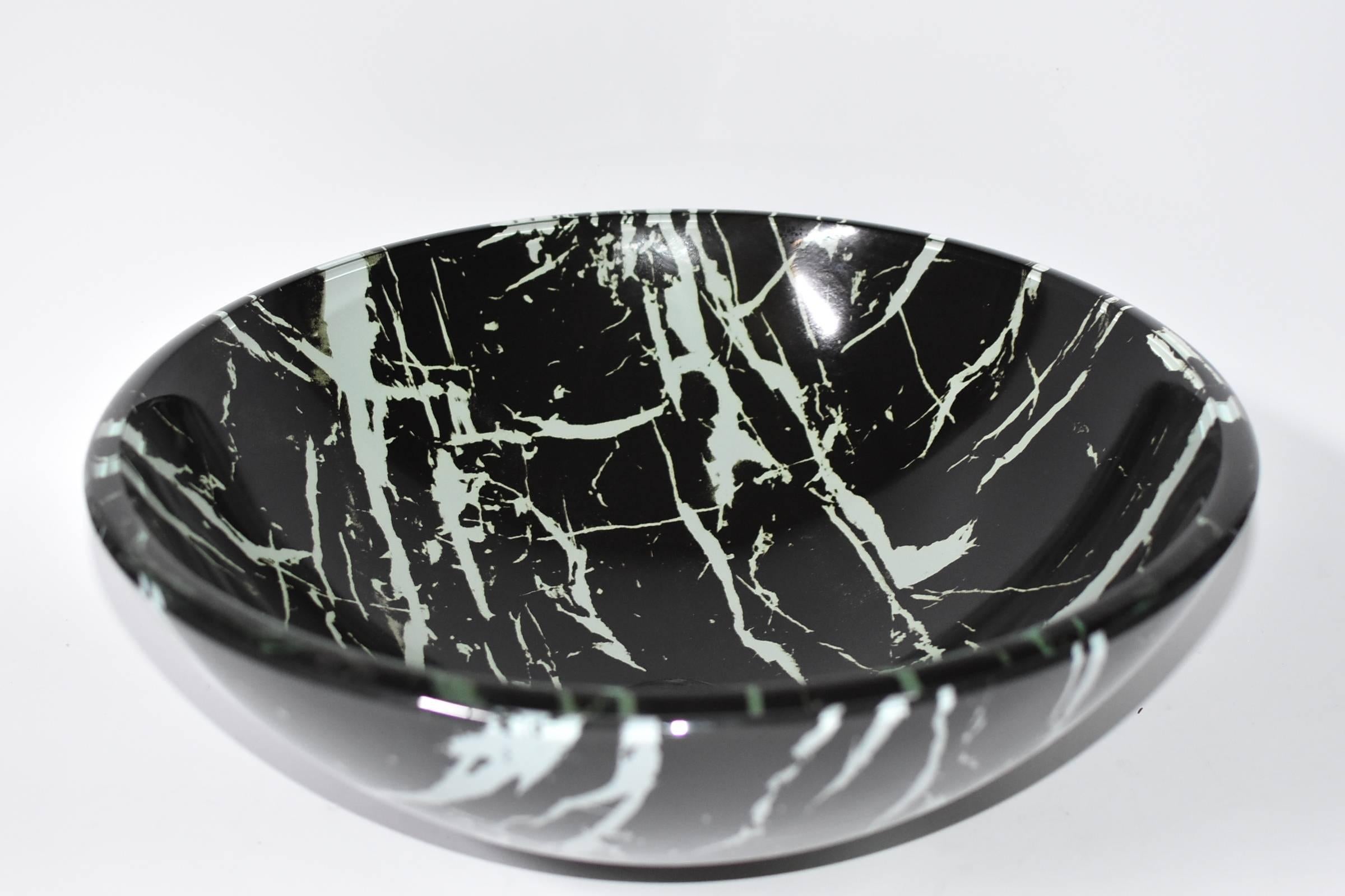 Black and White Glass Sink with Marble Pattern 2