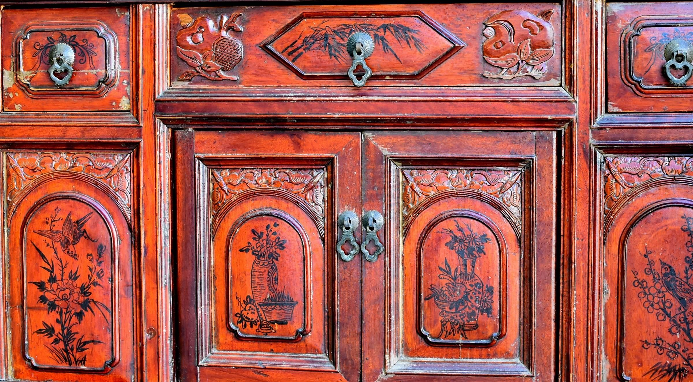 Antique Fully Carved Scholar's Cabinet For Sale 2