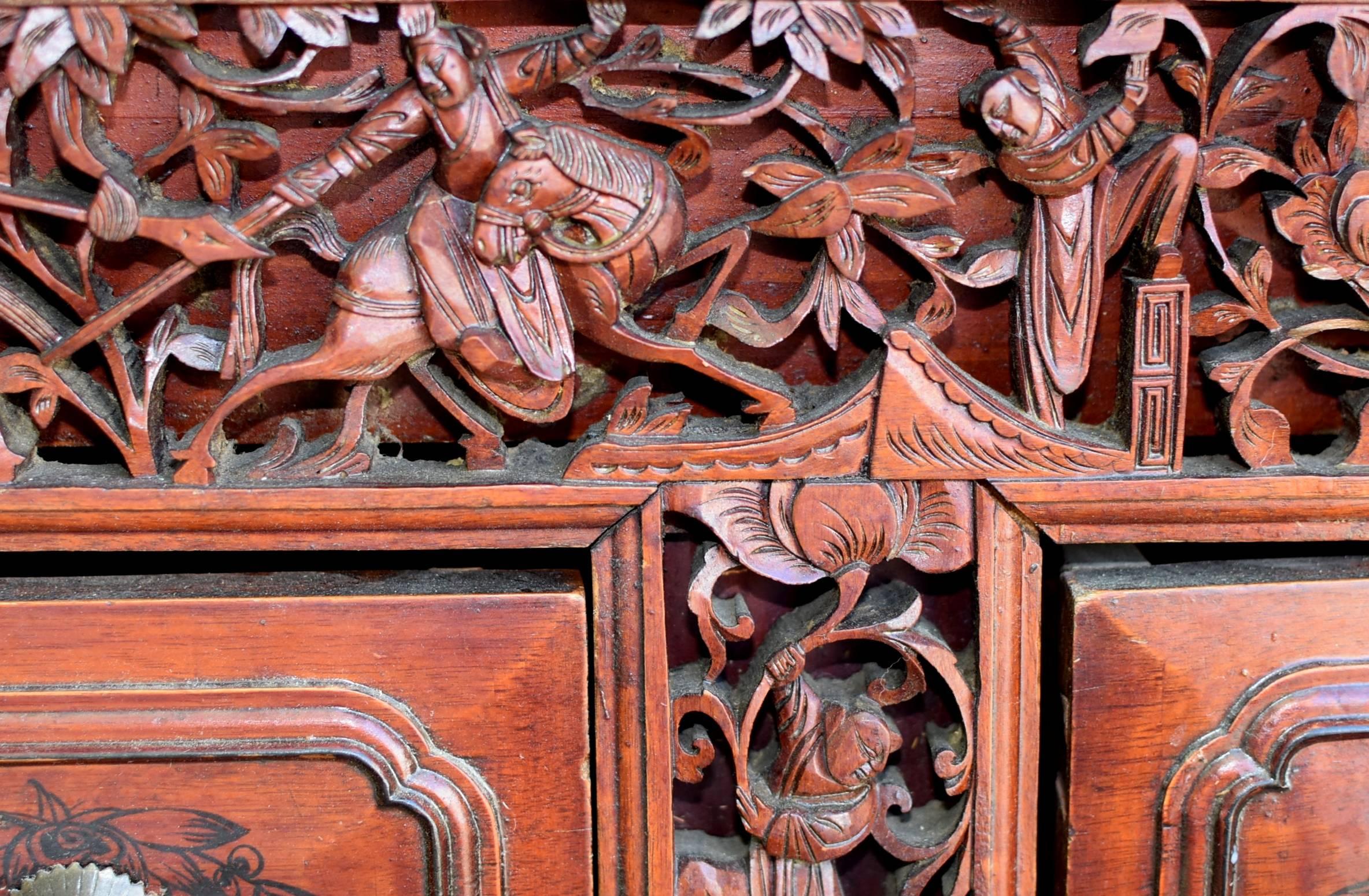 Antique Fully Carved Scholar's Cabinet For Sale 3