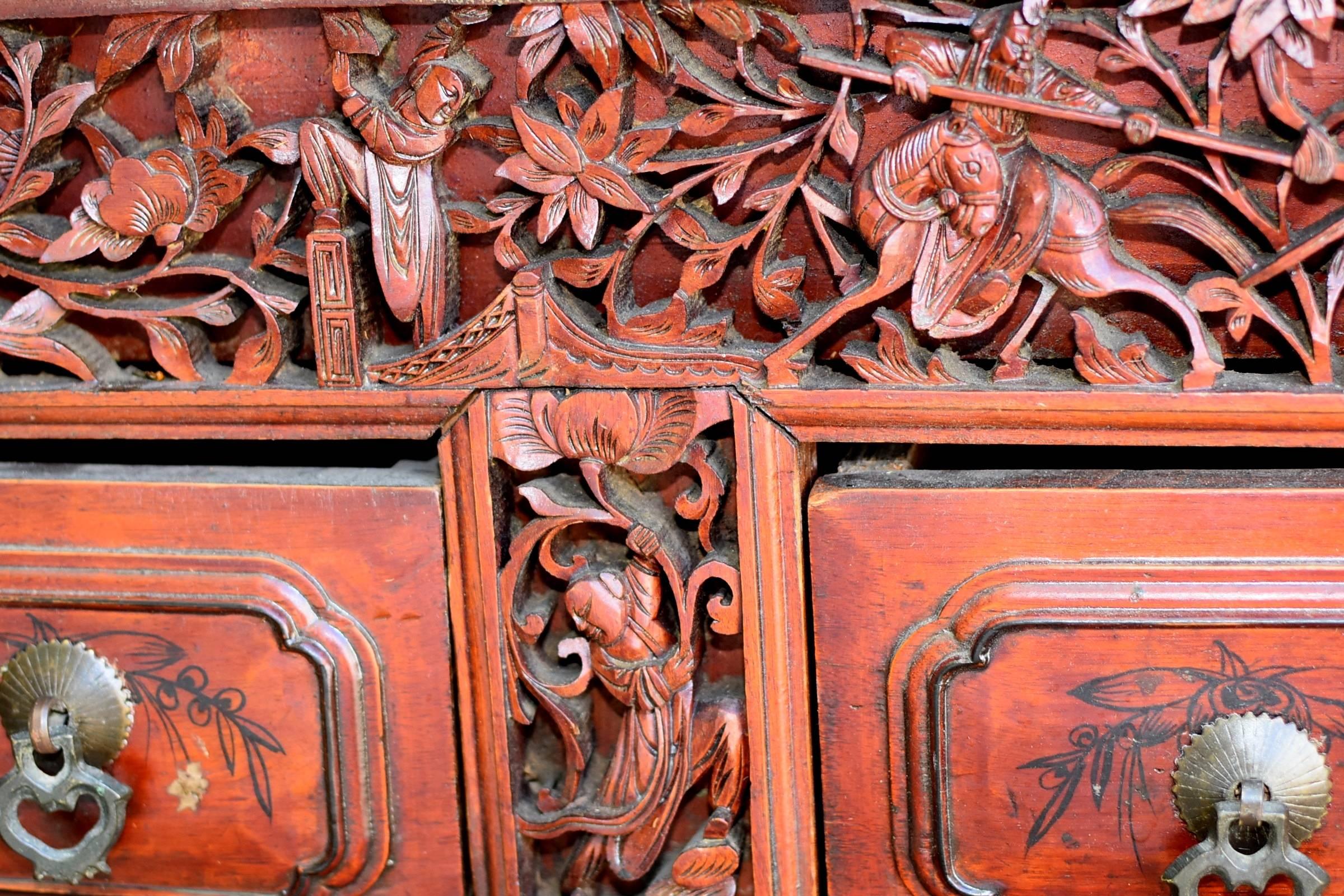 Antique Fully Carved Scholar's Cabinet 3