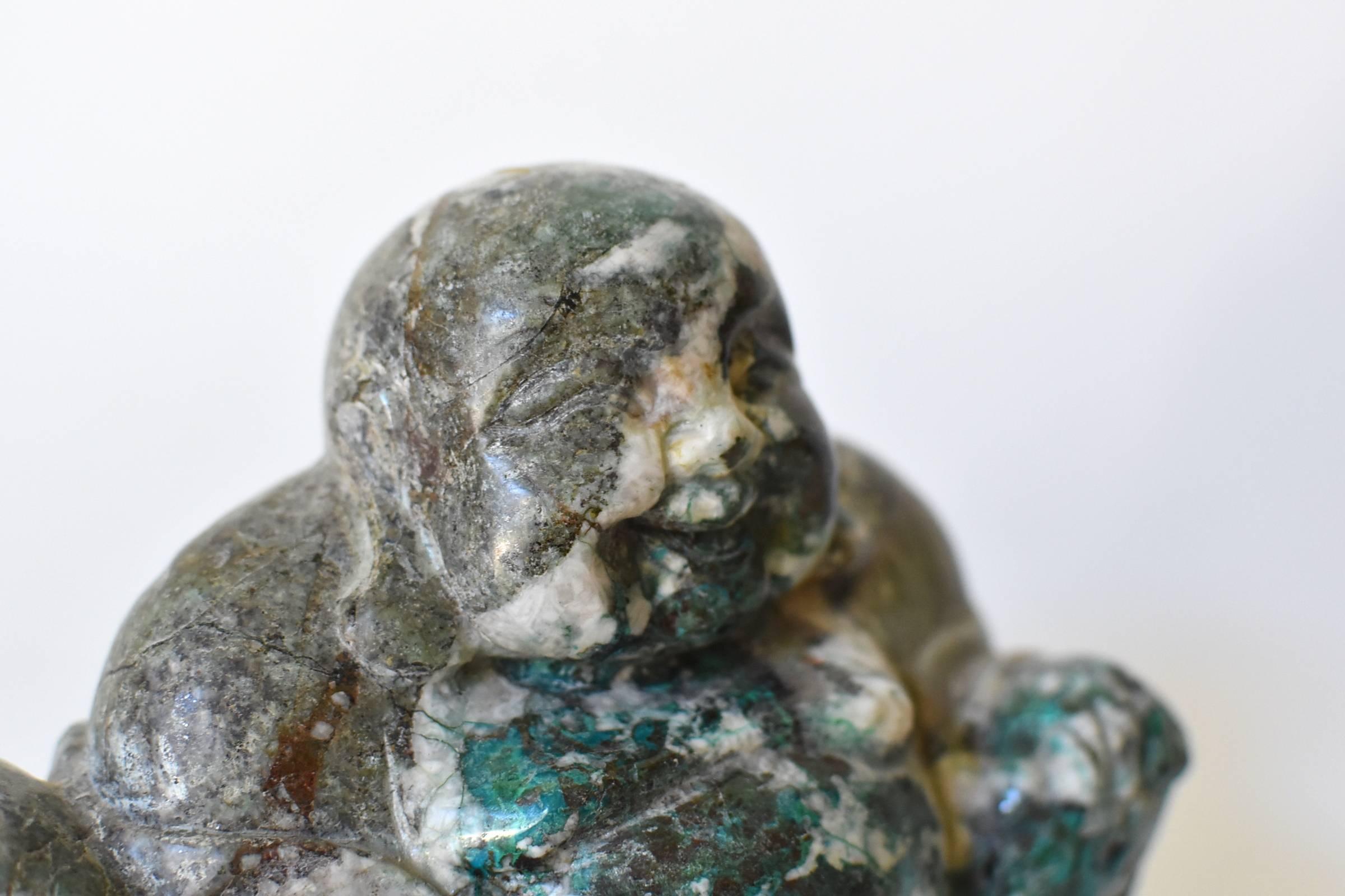 20th Century Stone Happy Buddha, Chrysocolla