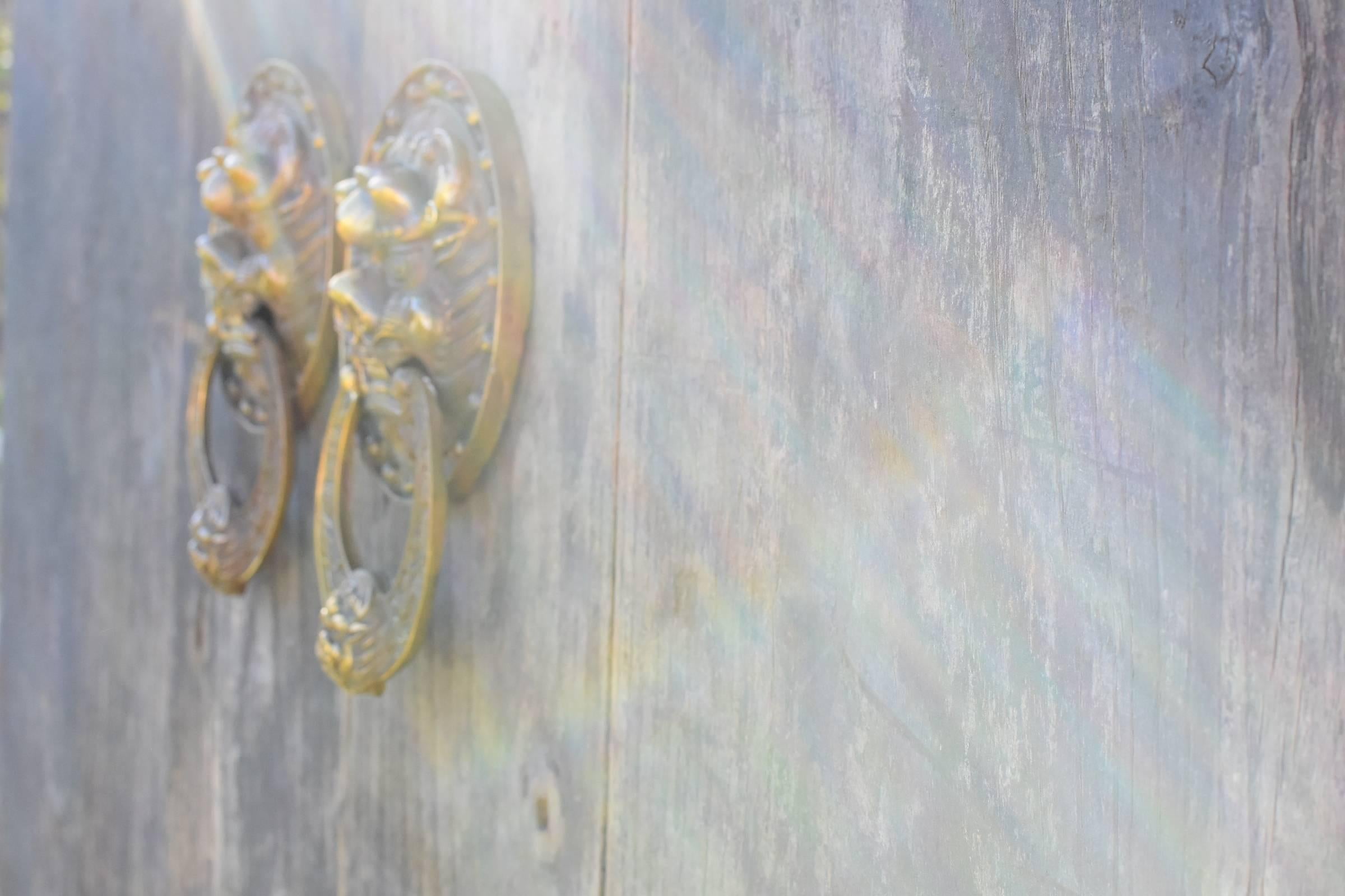 Rustic Antique Doors with Brass Knockers 1