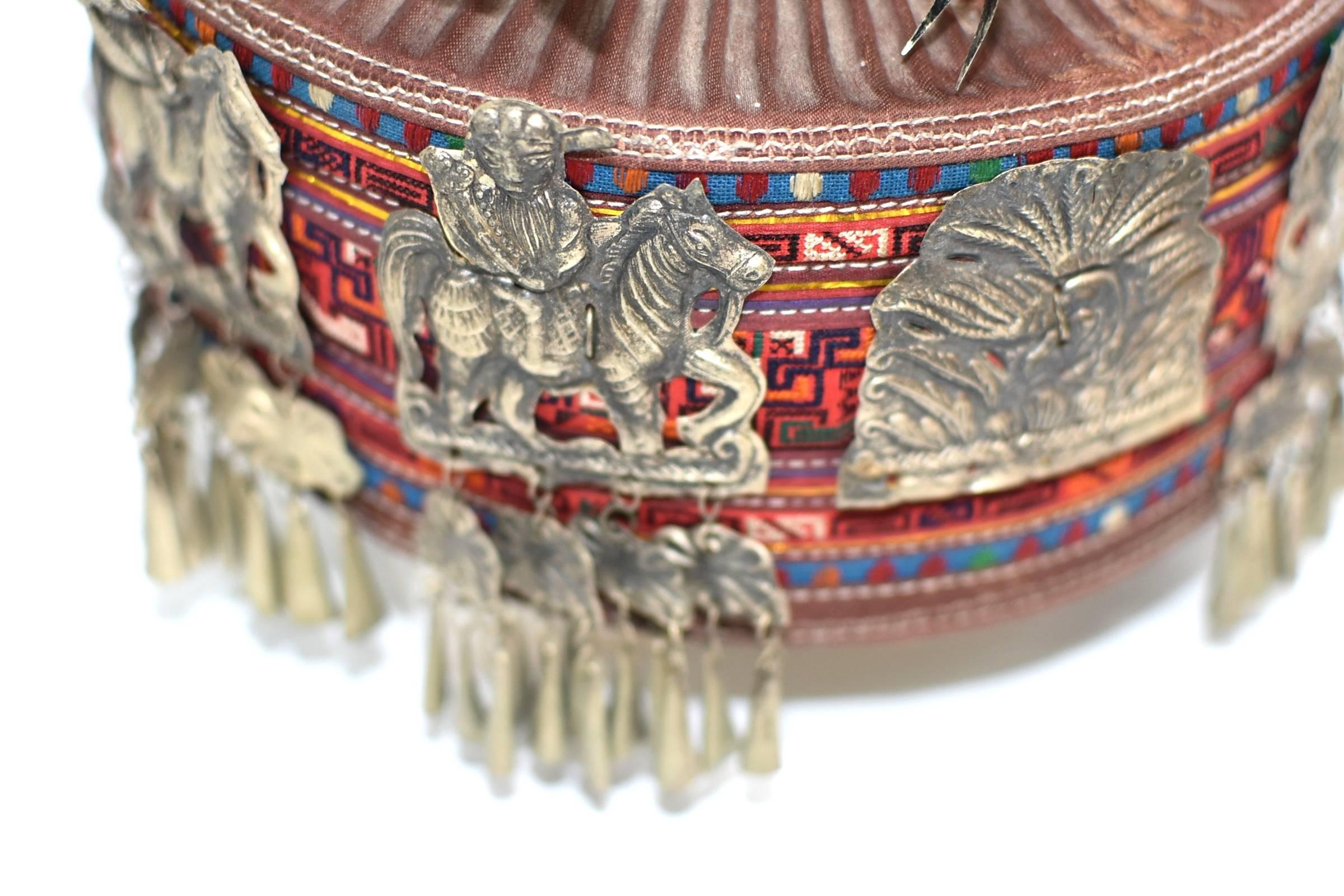 Chinese Tribal Hat Crown with Silvered Ornaments