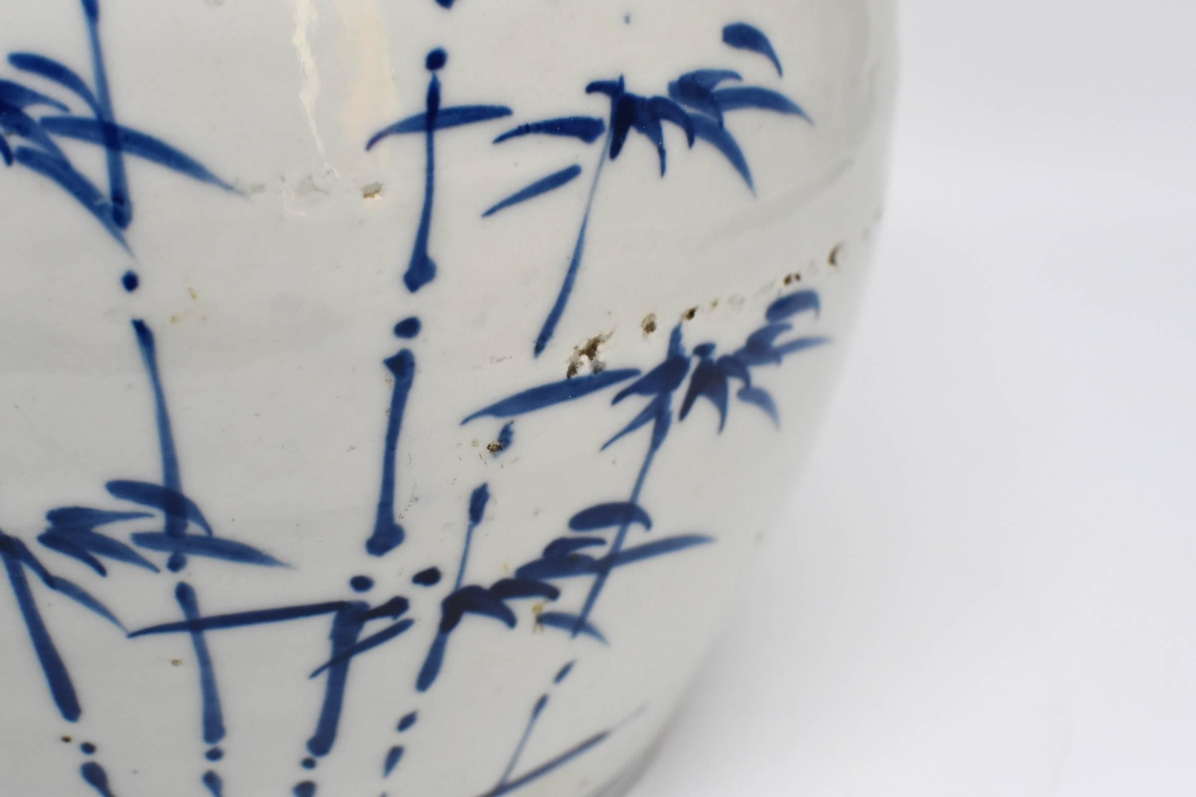 20th Century Chinese Blue and White Porcelain Ginger Jar, Hand-Painted