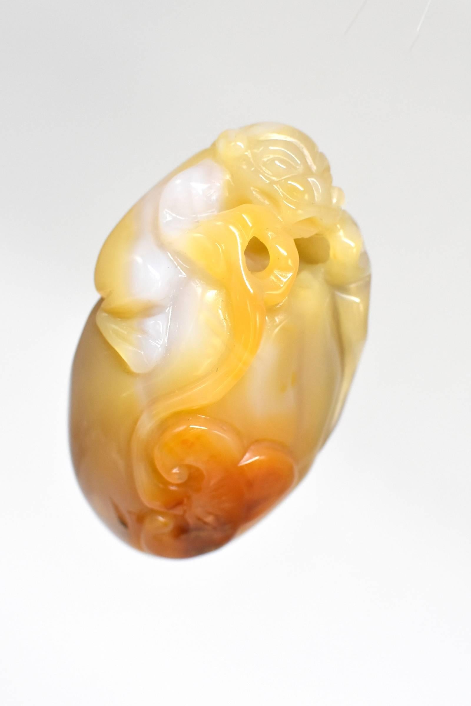 Chinese Agate Dragon Hand-Held Sculpture For Sale