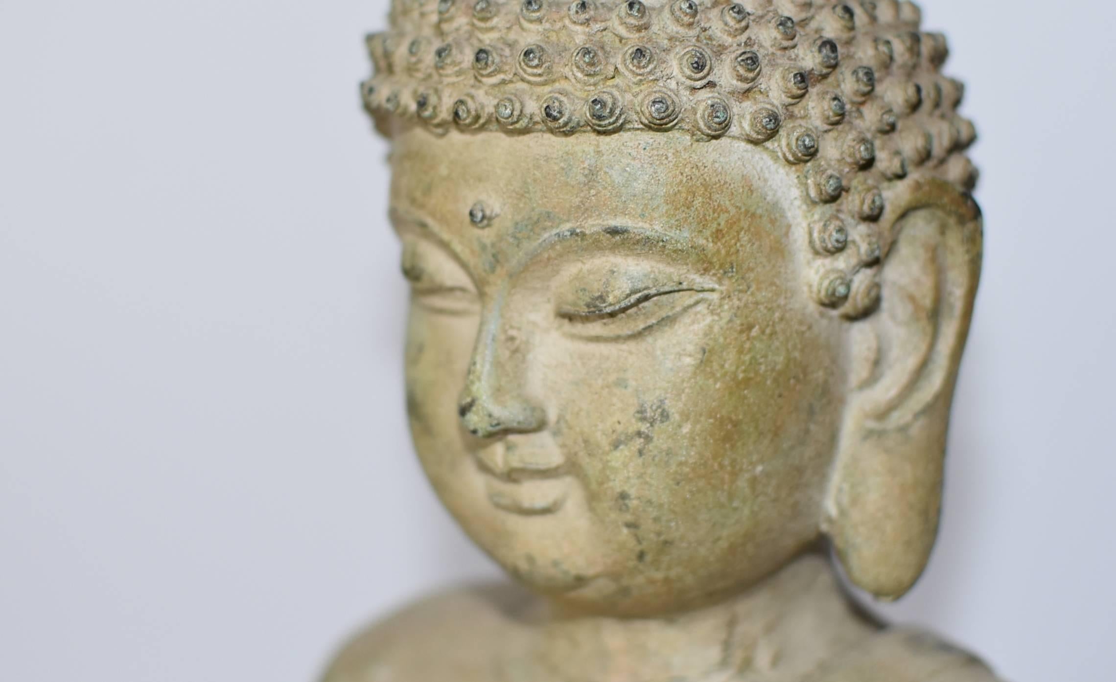 Large Pale Green Bronze Buddha Statue 1