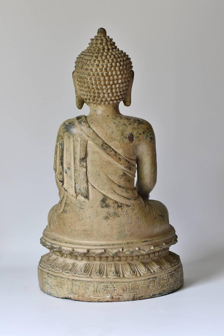 Large Pale Green Bronze Buddha Statue For Sale at 1stdibs