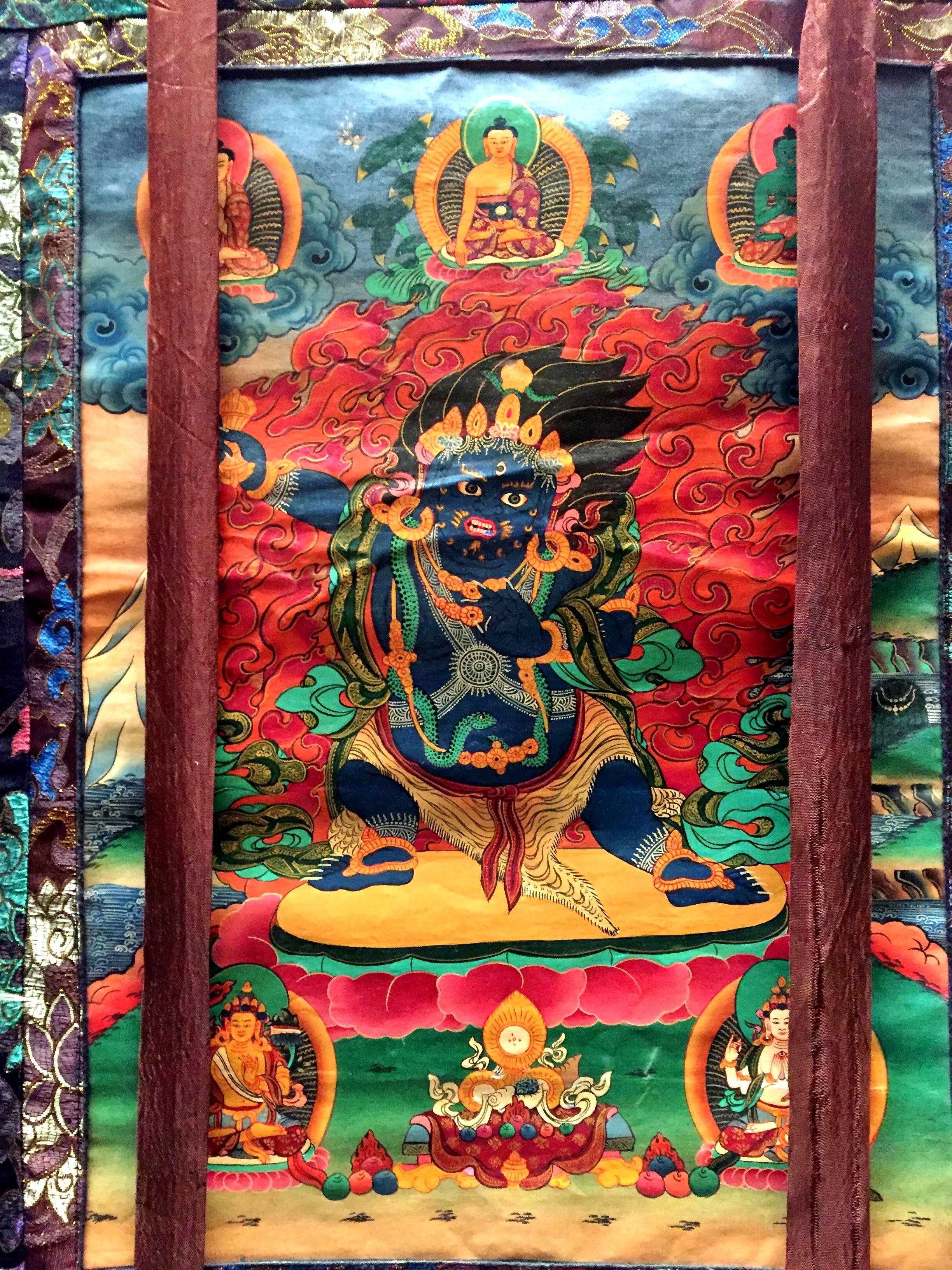 Canvas Tibetan Thanka Dorje Drolo, Hand-Painted