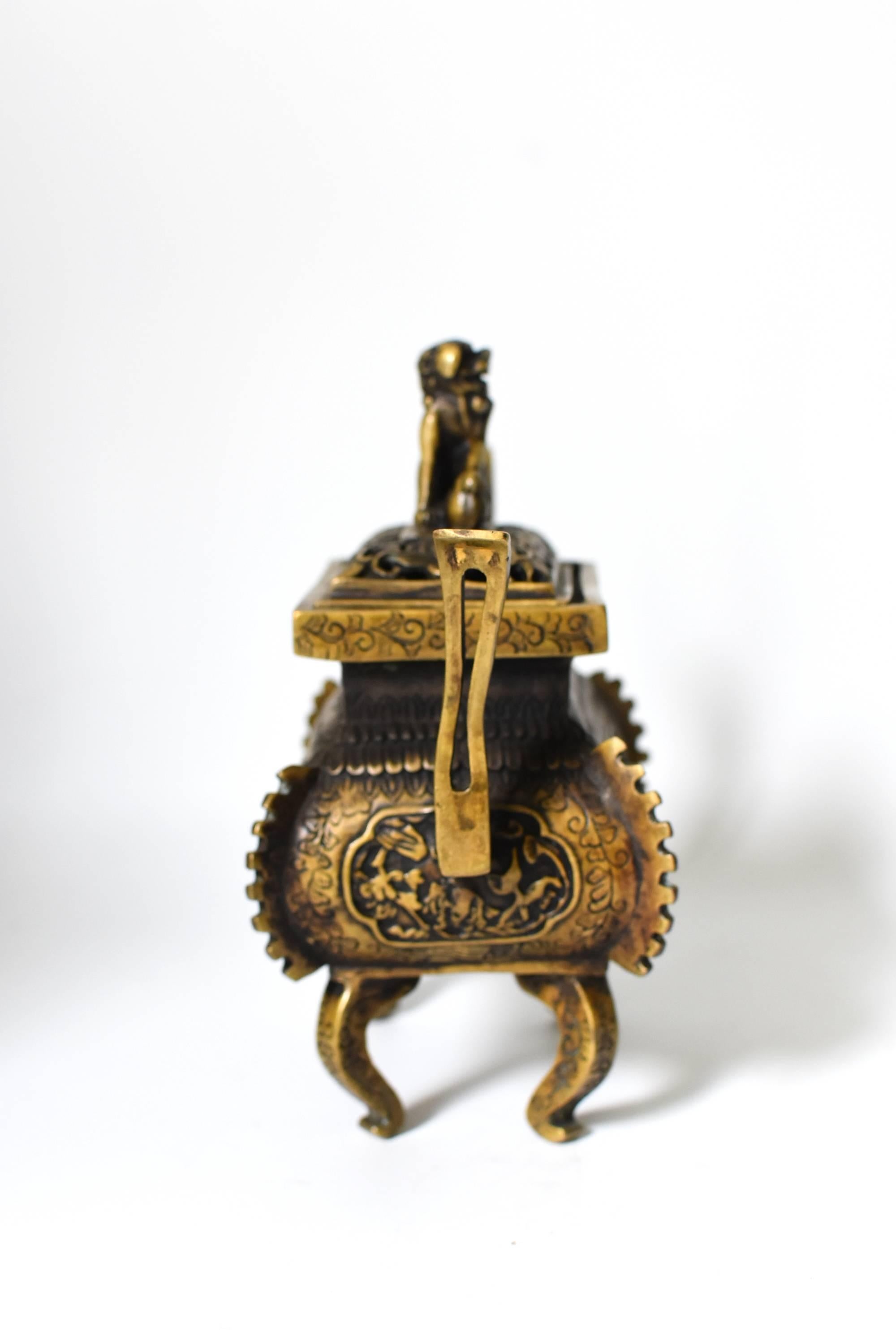 Brass Incense Burner with Foo Dog 1