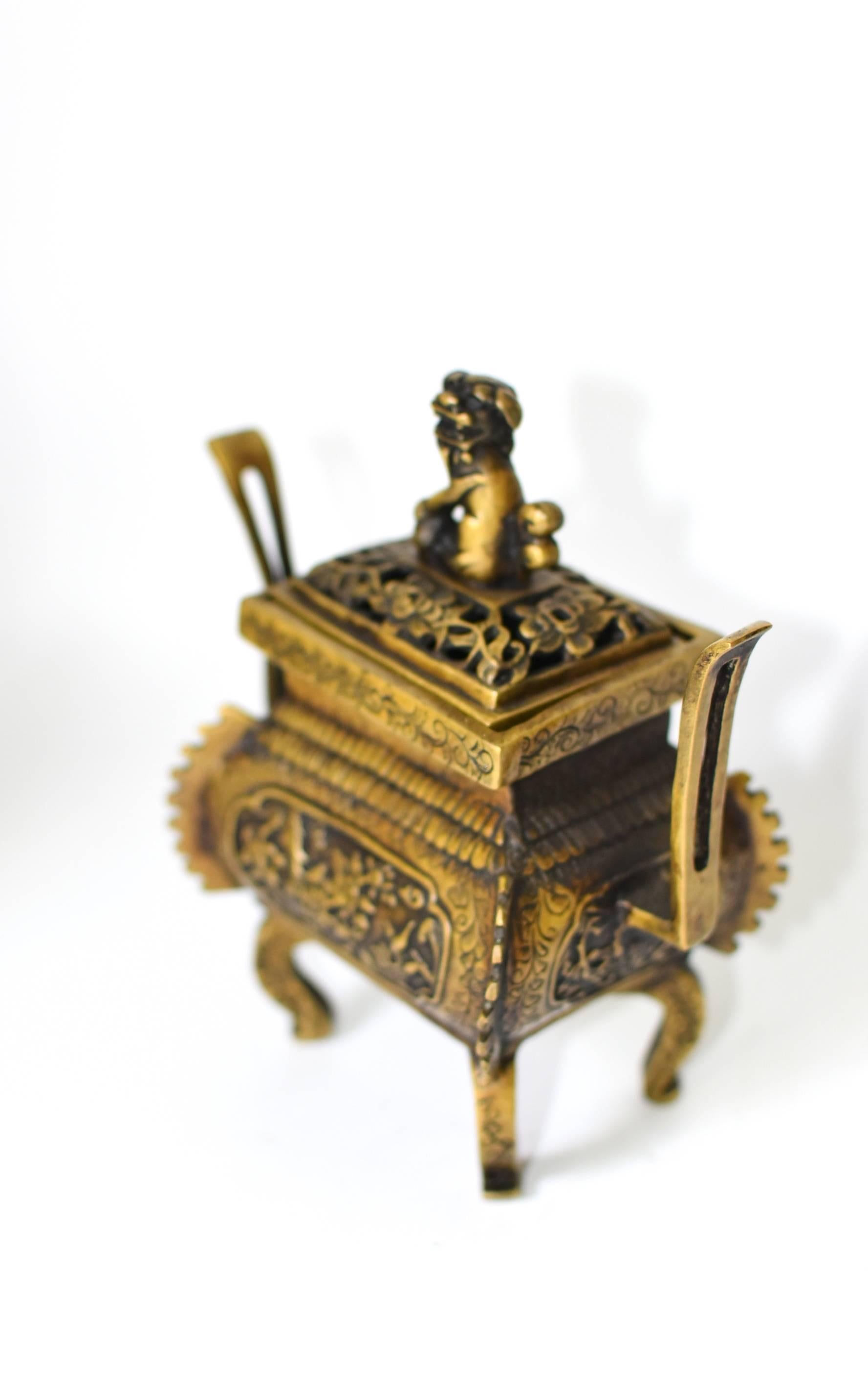 Chinese Brass Incense Burner with Foo Dog