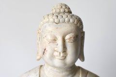 White Marble Stone Buddha Statue, Hand-Carved