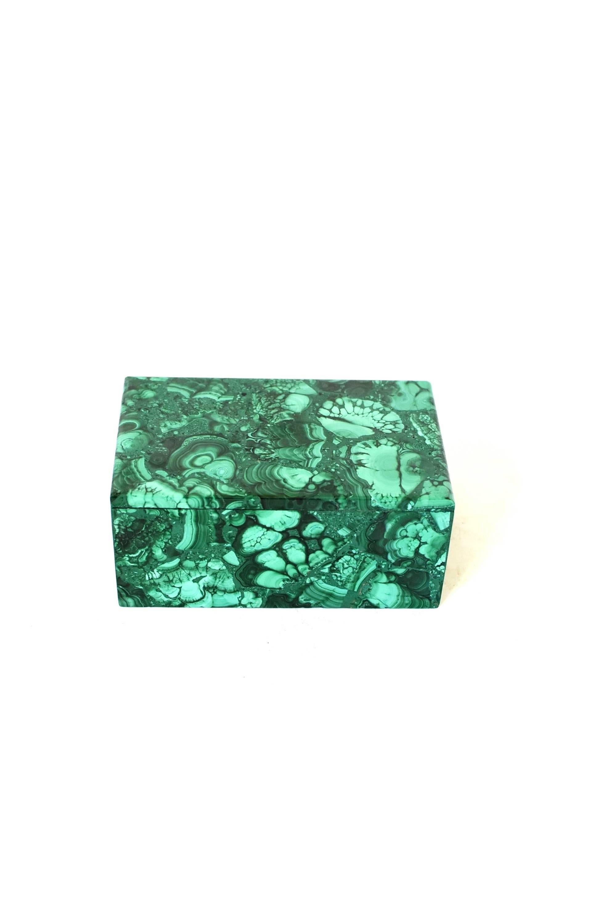 Malagasy Large Natural Malachite Box, Gem Stone Jewelry Box