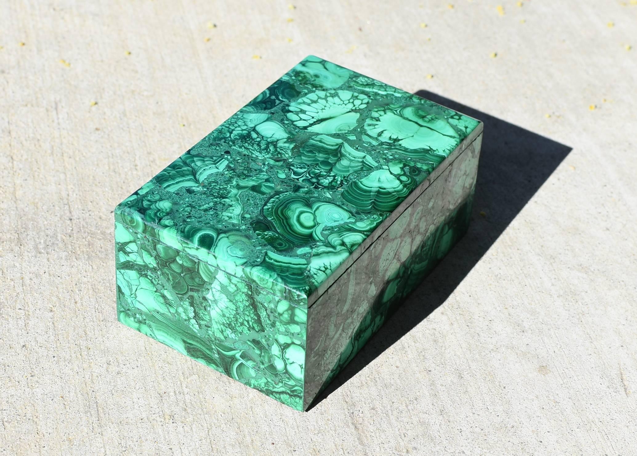 Large Natural Malachite Box, Gem Stone Jewelry Box 1