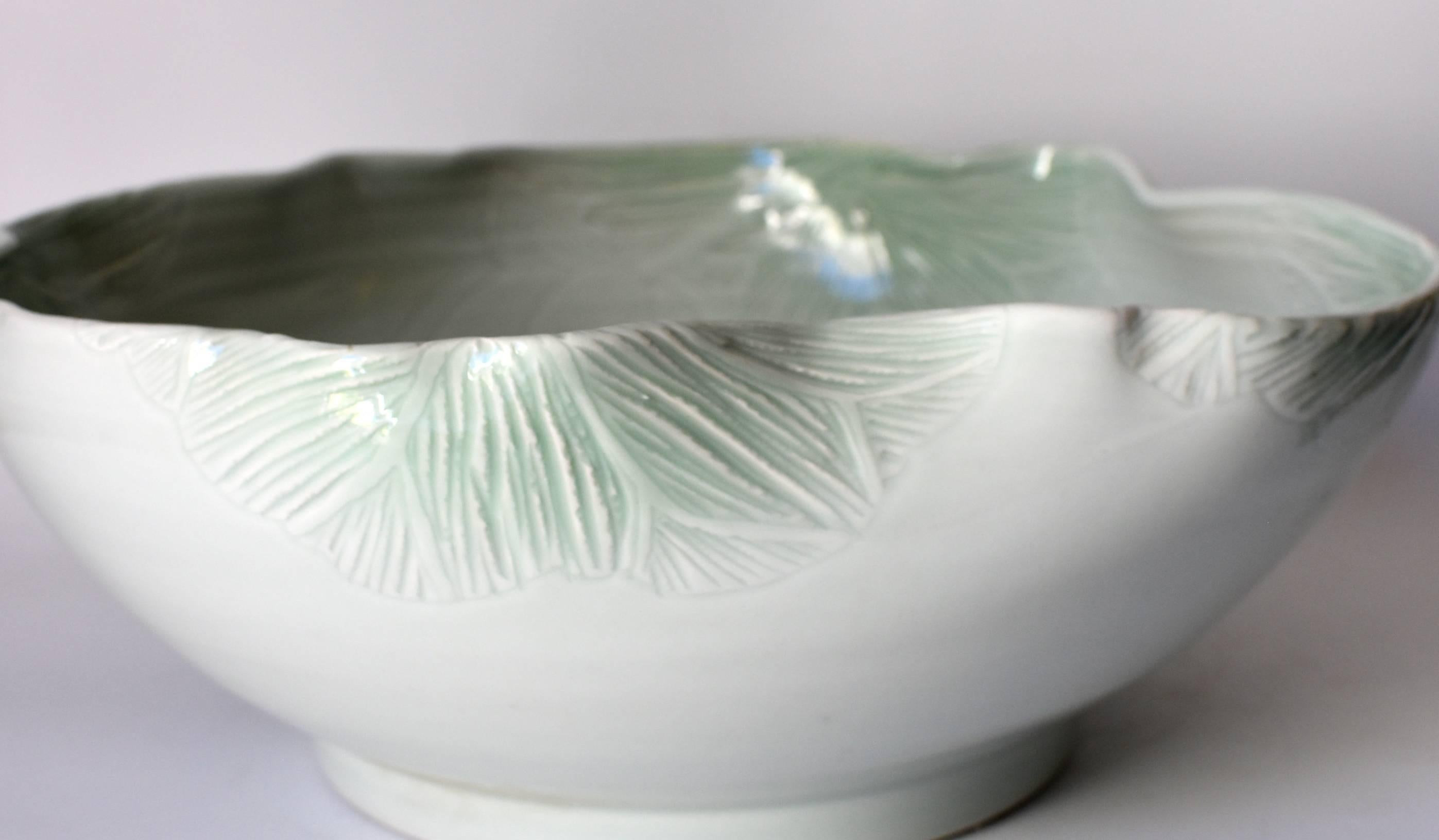 Pale Sage Green Ceramic Sink or Planter Hand-Painted 1