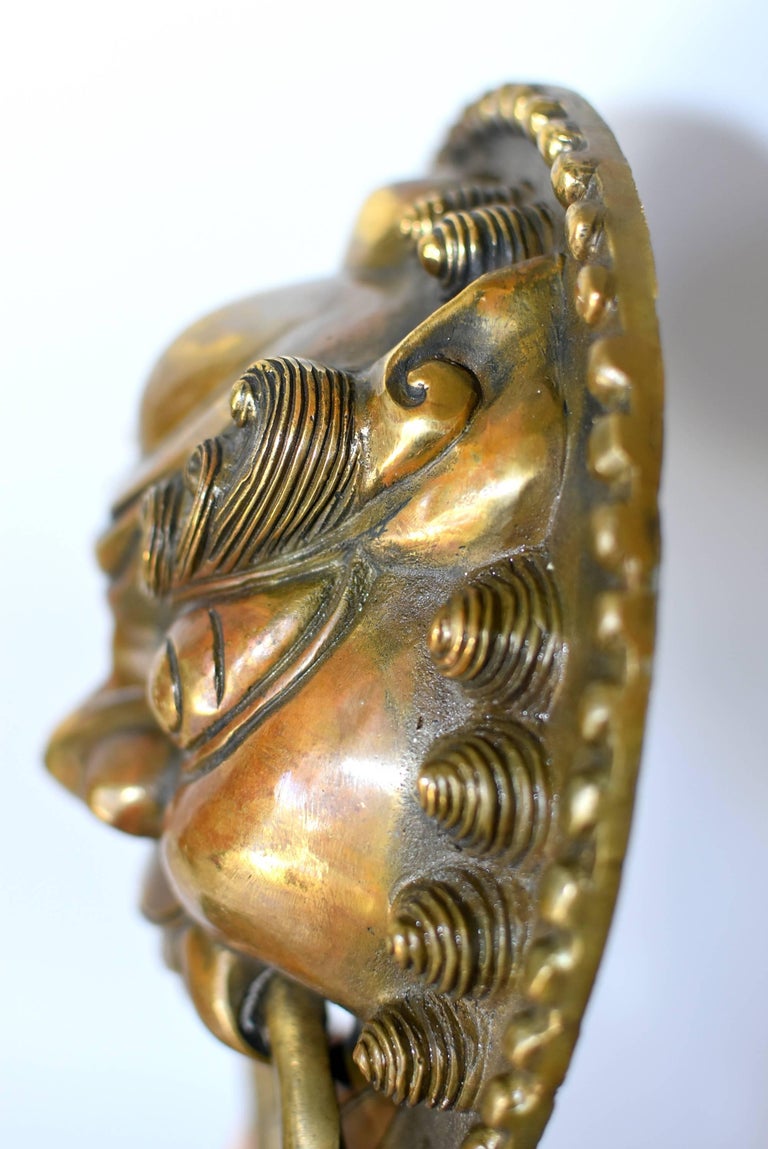 Large Brass Door Knockers, Guardian Motif For Sale at 1stDibs