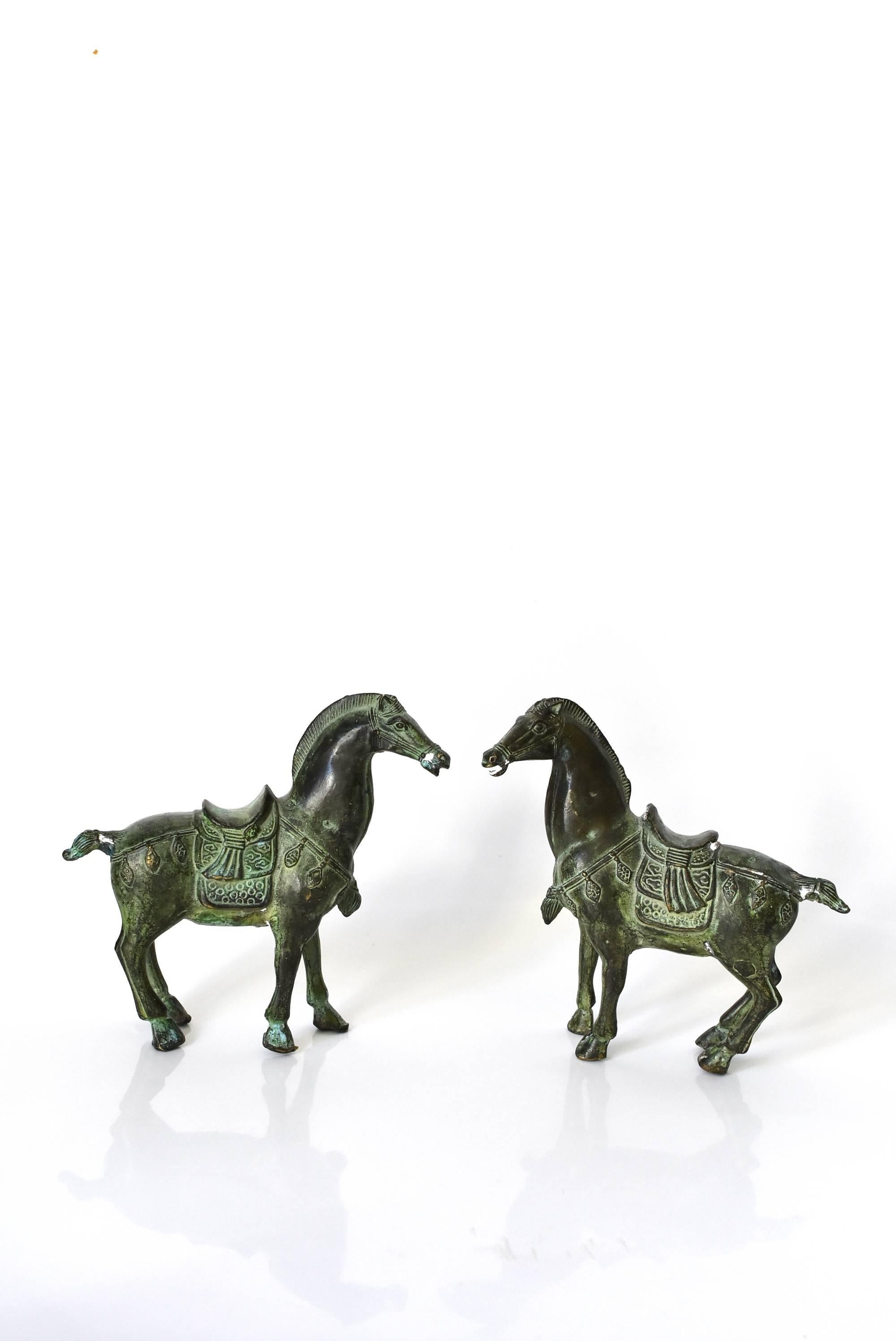 Chinese Pair of Bronze Horse Sculptures