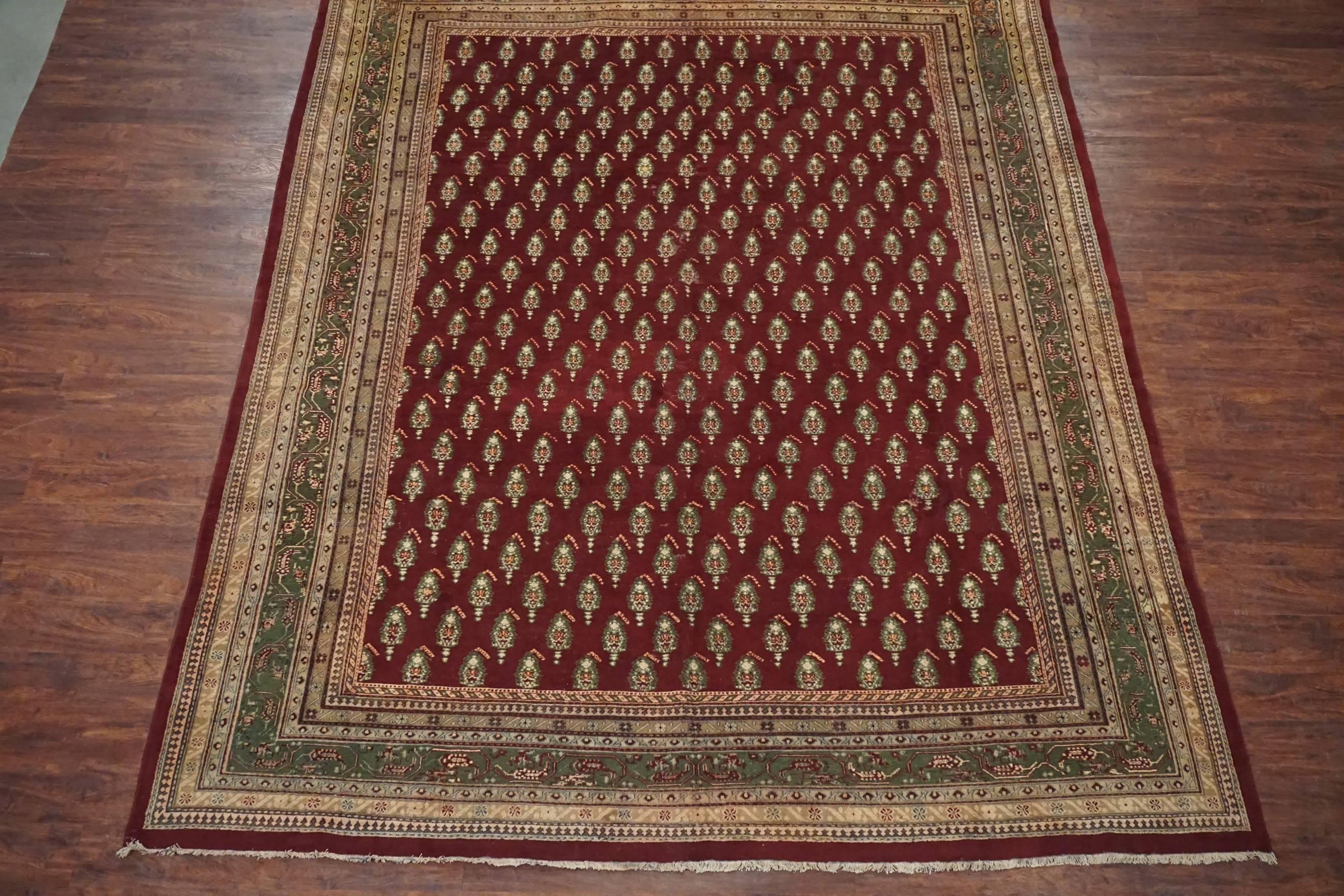 Hand-Knotted Antique Indian Agra Paisley Rug, circa 1900 For Sale