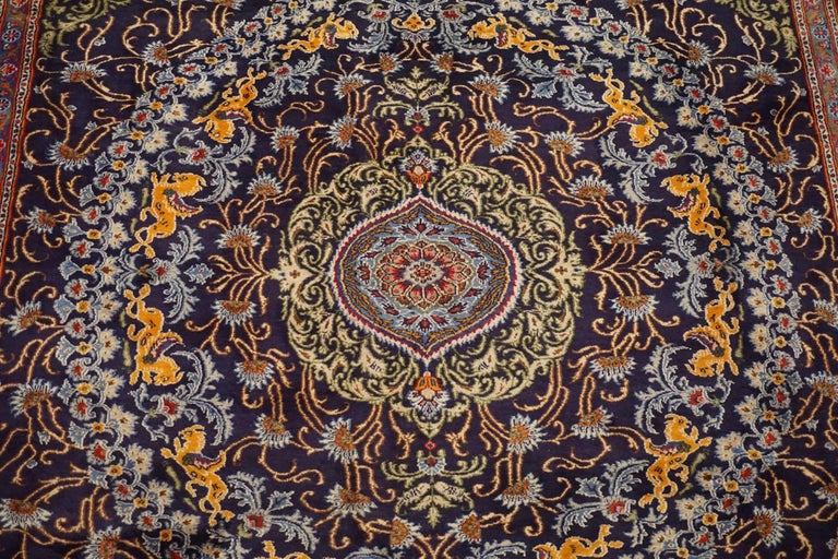 1960s Persian Dorokhsh Rug with Flying Unicorn Motif For Sale at 1stDibs