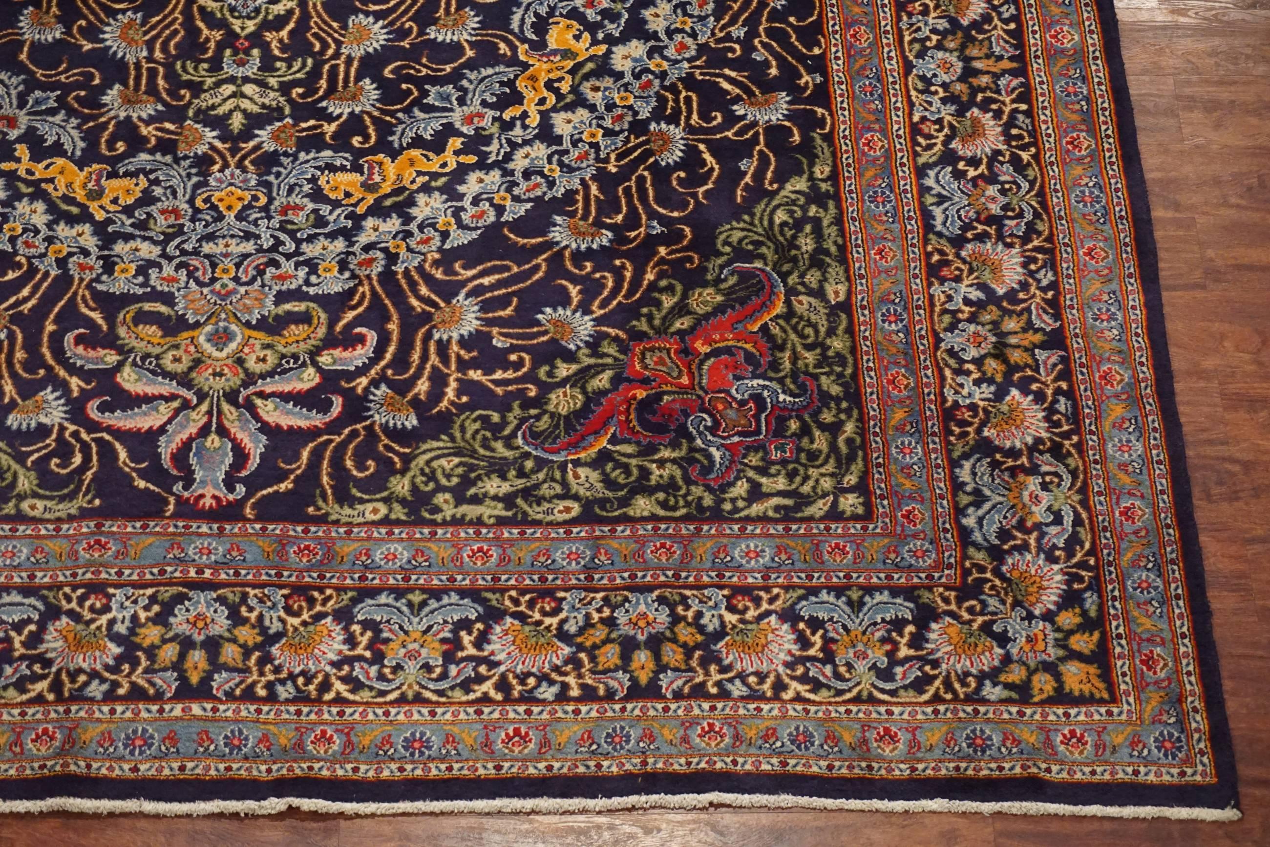 Wool 1960s Persian Dorokhsh Rug with Flying Unicorn Motif For Sale