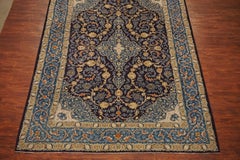 Blue Antique Hand-Knotted Persian Kashan, circa 1900