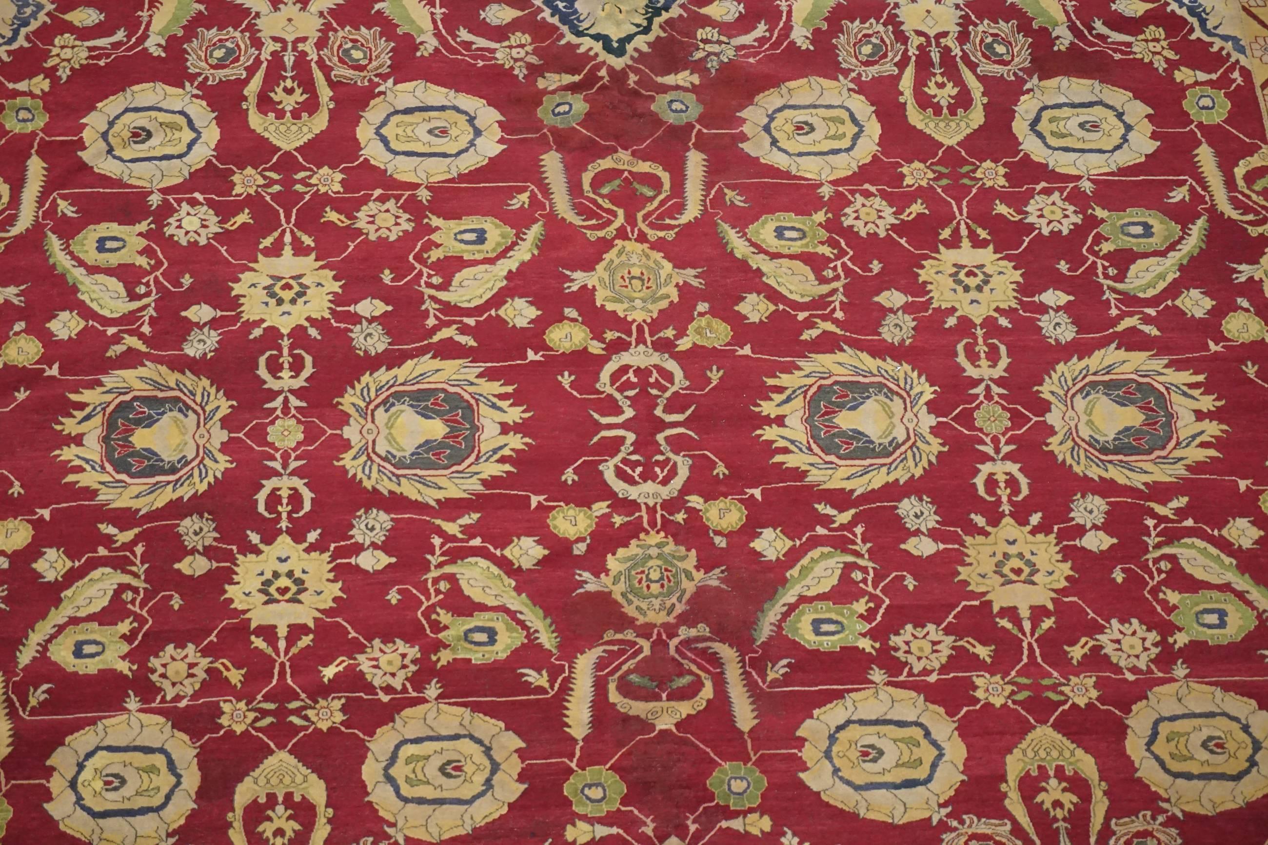 Hand-Knotted Antique Fine Indian Agra Rug, circa 1890 For Sale