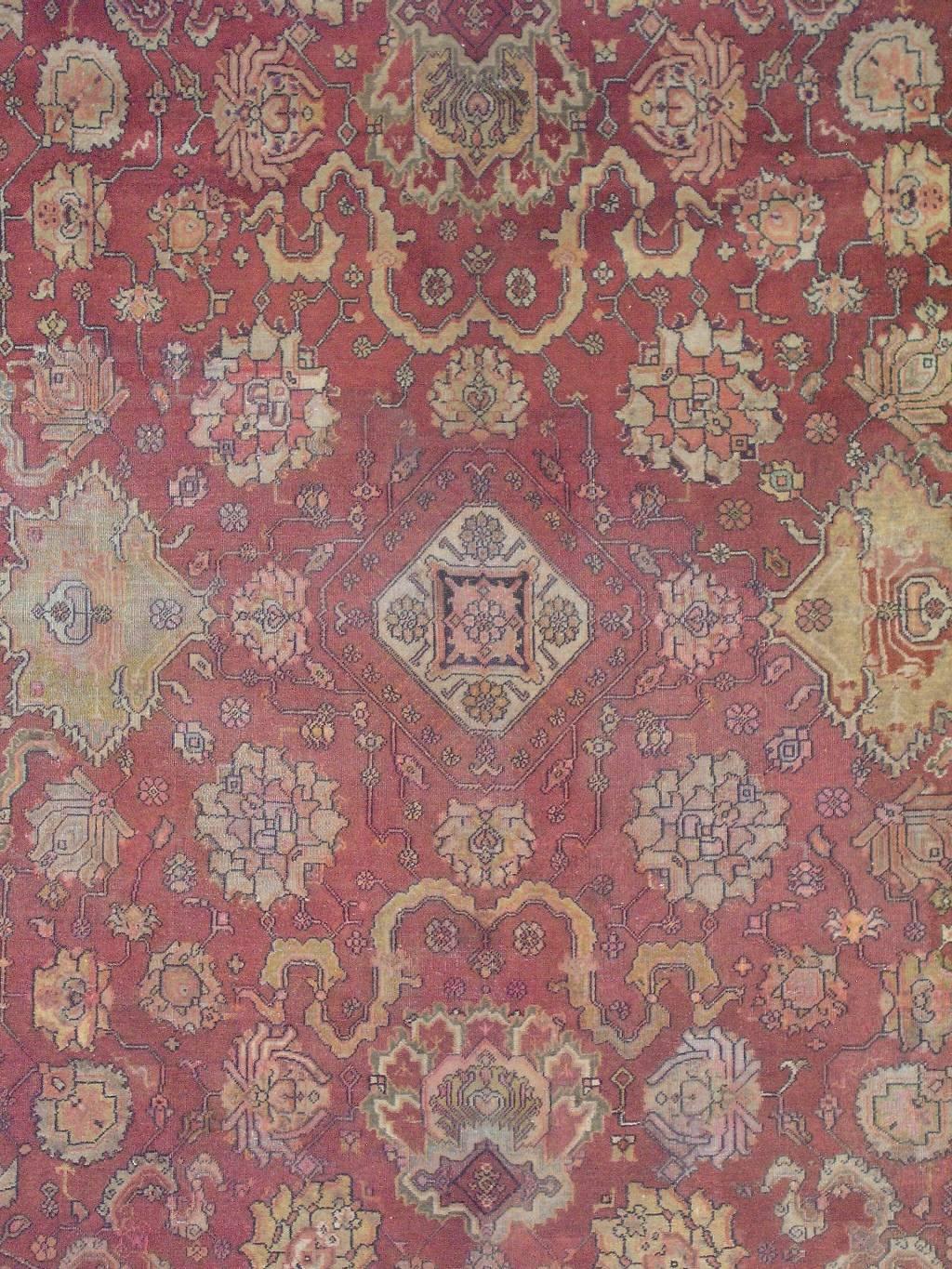Hand-Knotted Antique Indian Agra Rug, circa 1880 For Sale