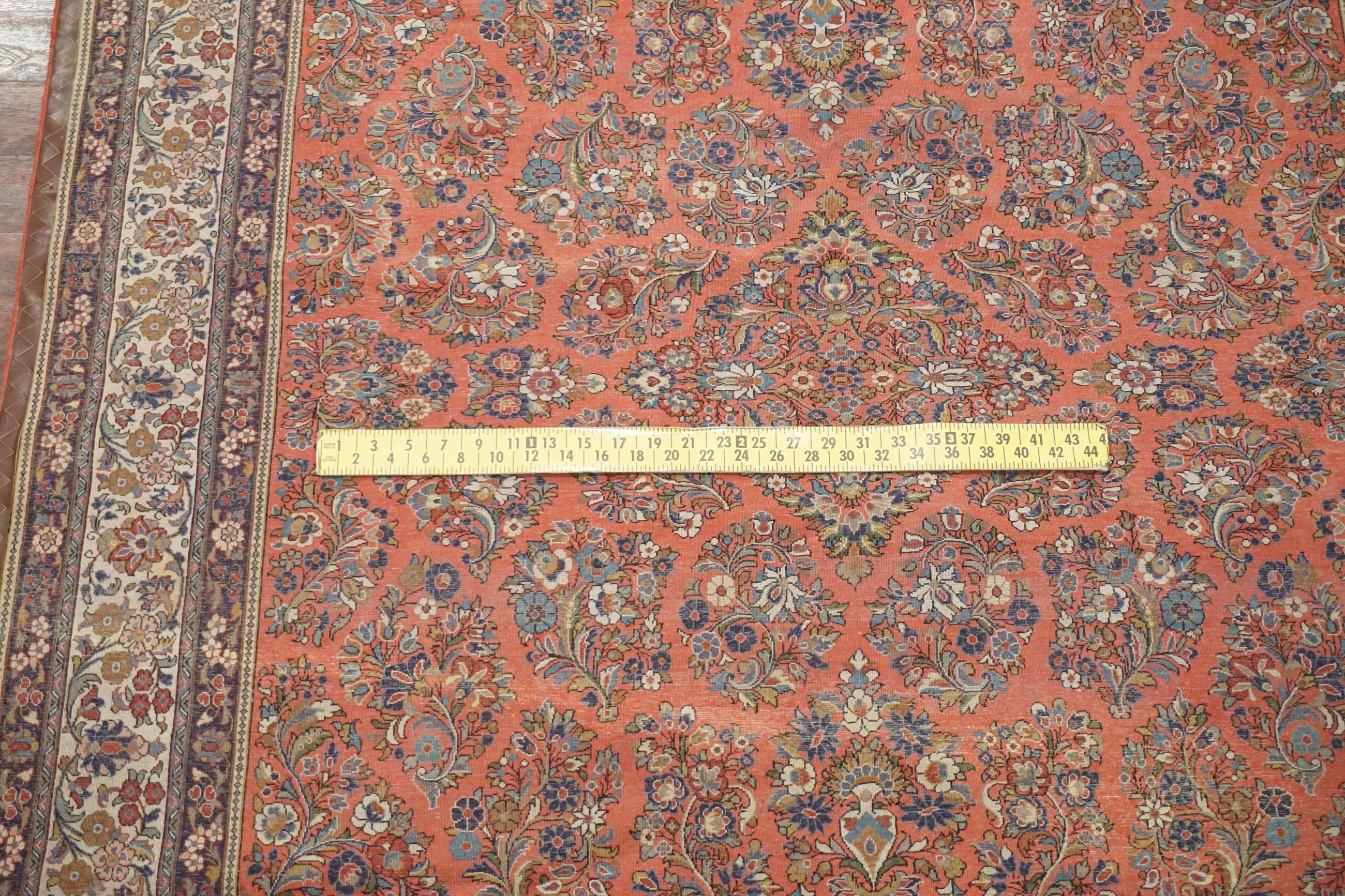 Wool Square Antique Persian Sarouk Rug, circa 1930 For Sale