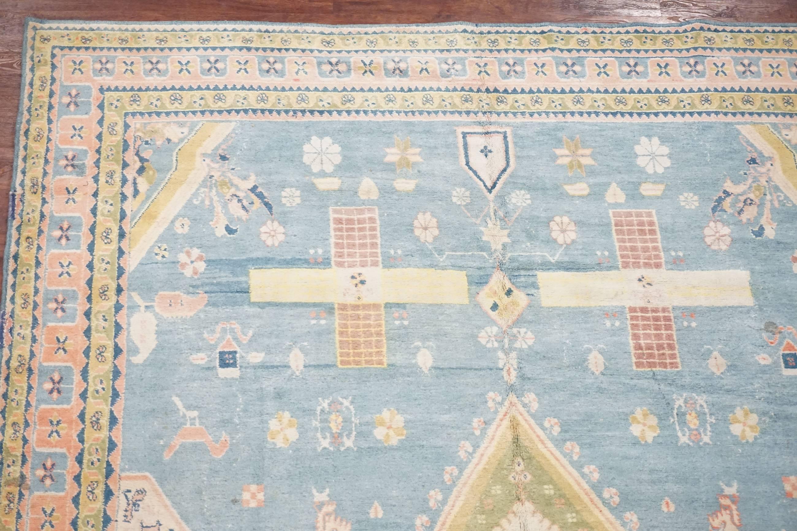 Antique Cotton Indian Agra Rug with Bird Motif, circa 1900 In Excellent Condition For Sale In Northridge, CA