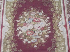 Antique French Aubusson Rug with Floral Design, circa 1880