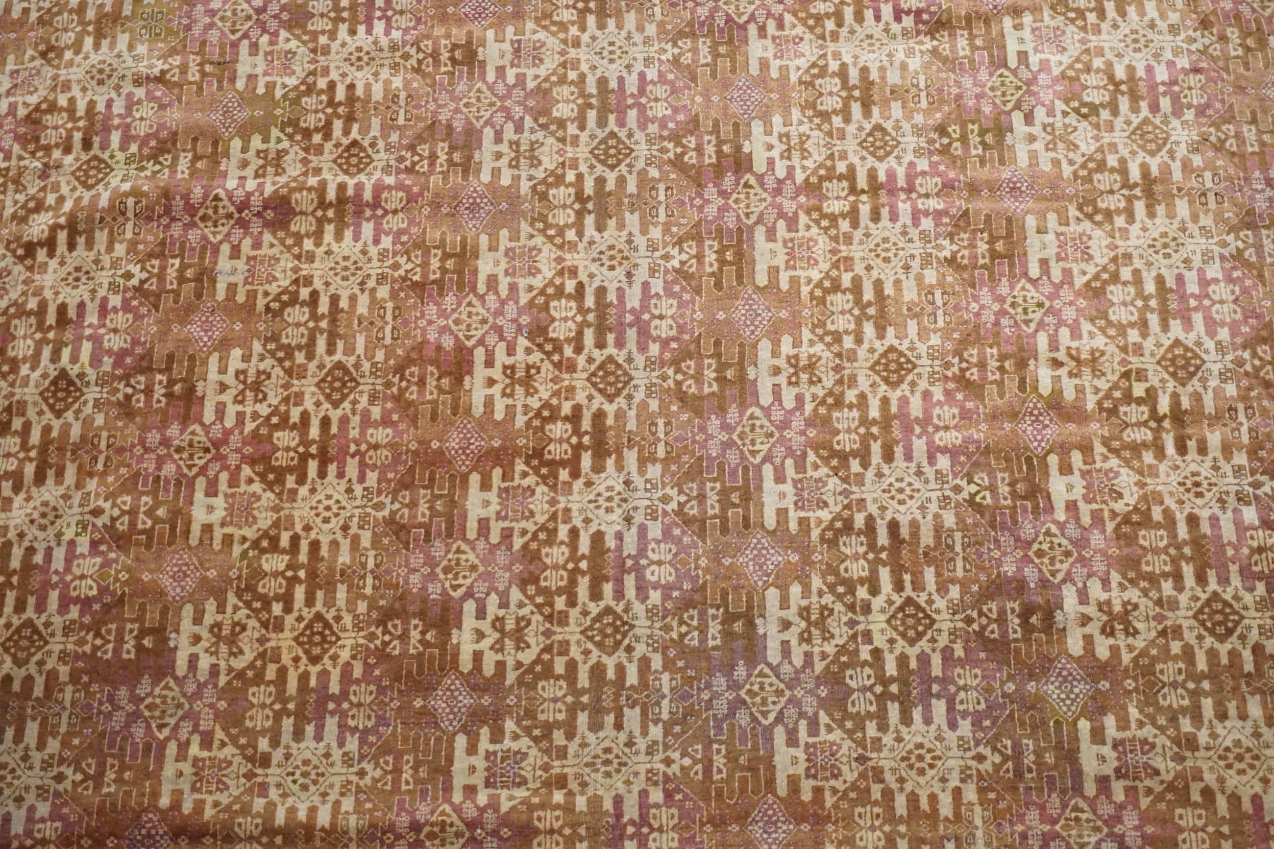 Hand-Knotted Antique Indian Agra Rug, circa 1890 For Sale