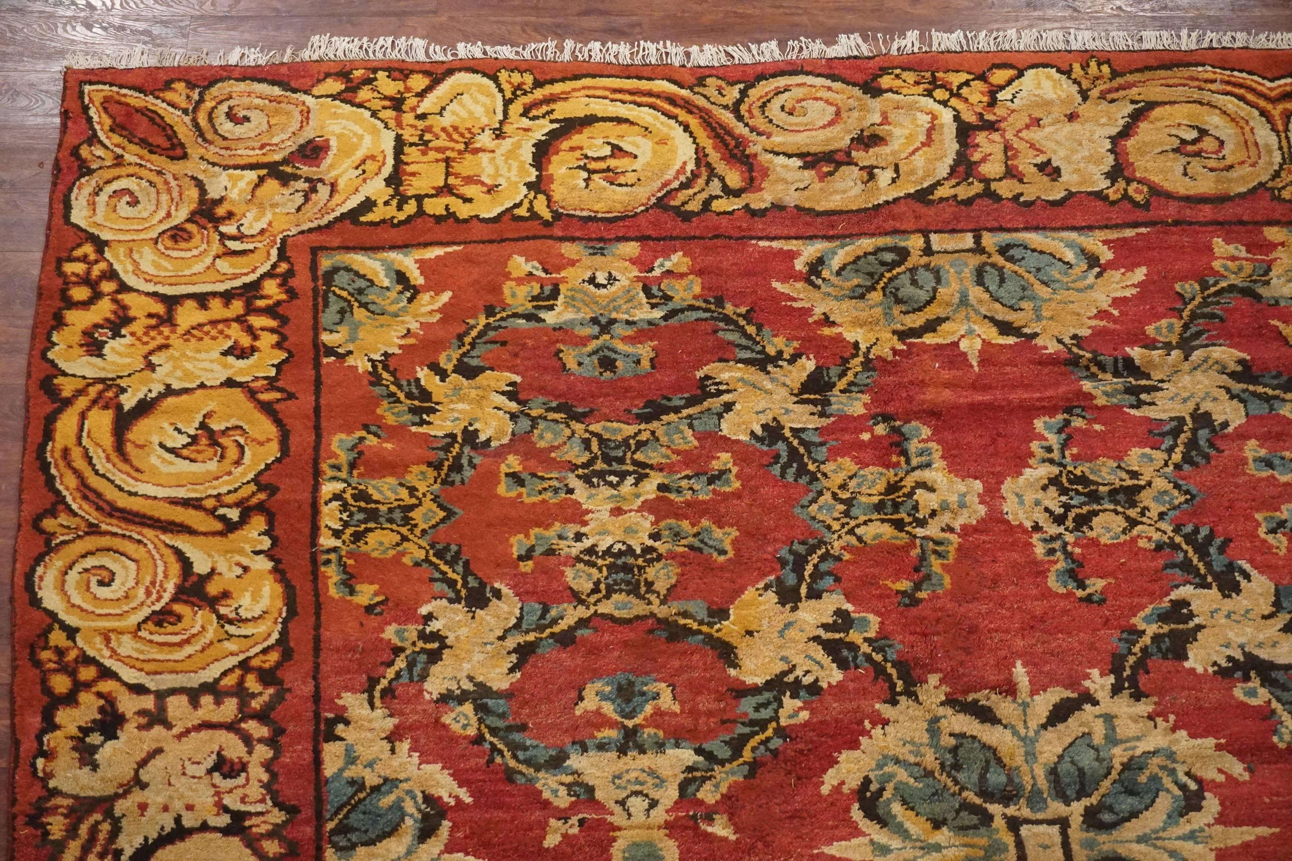 English Antique Axminster Sovonerrie Rug, circa 1900 For Sale
