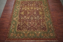 Antiker burgunderroter indischer Agra-Teppich, um 1890