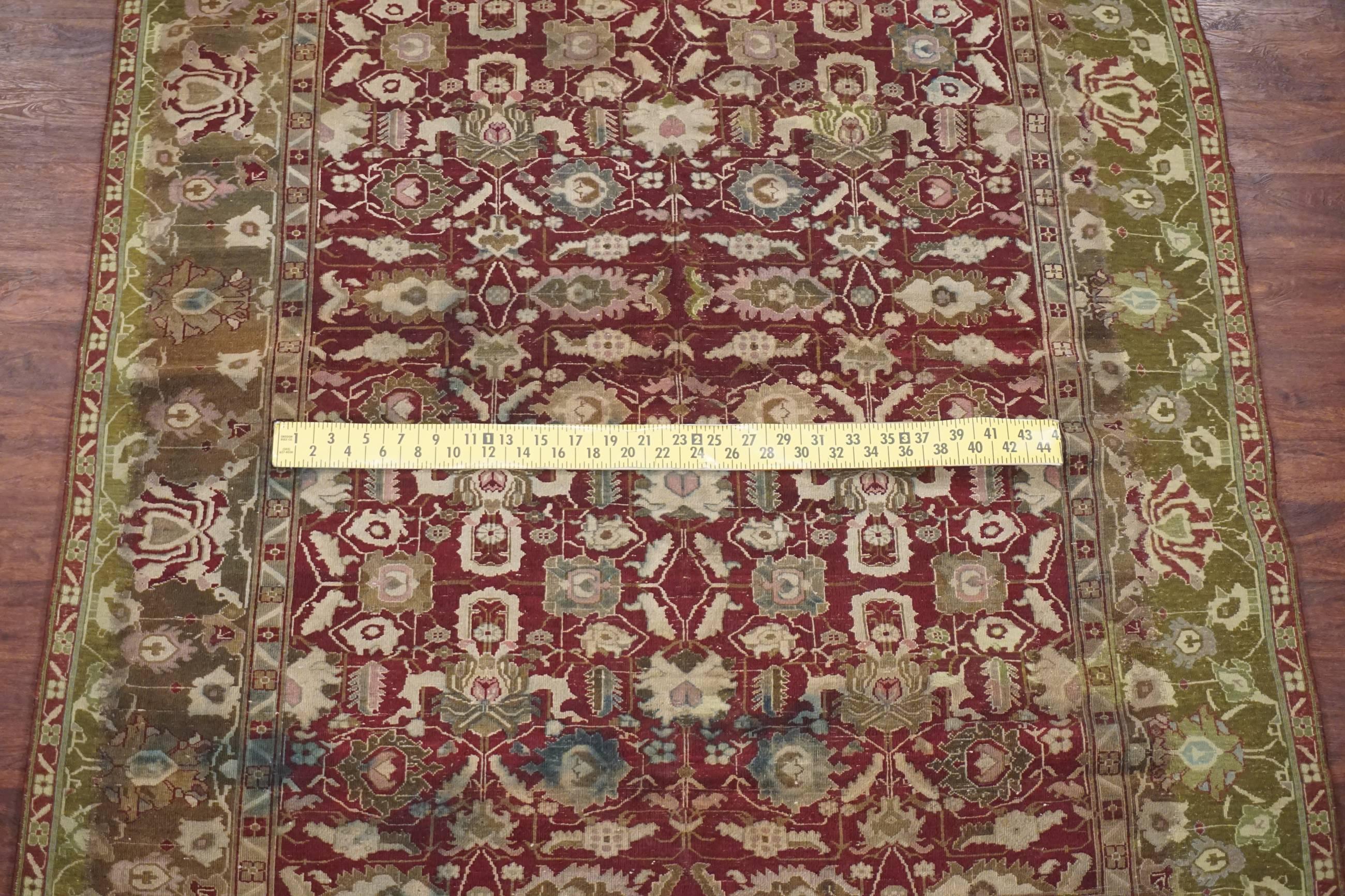 Wool Antique Indian Agra Rug, circa 1880 For Sale