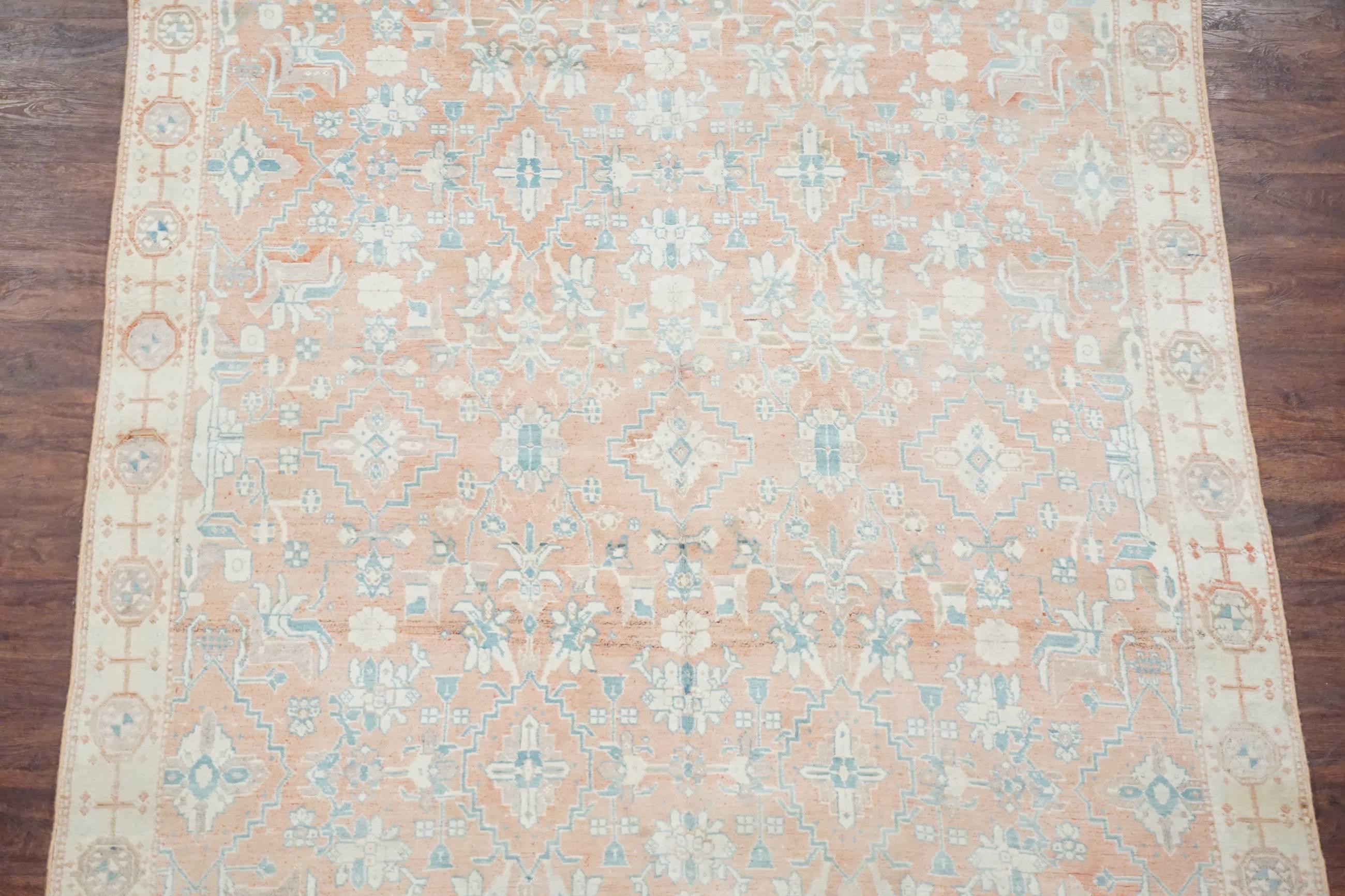 Hand-Knotted Antique Indian Cotton Agra Rug, circa 1920 For Sale