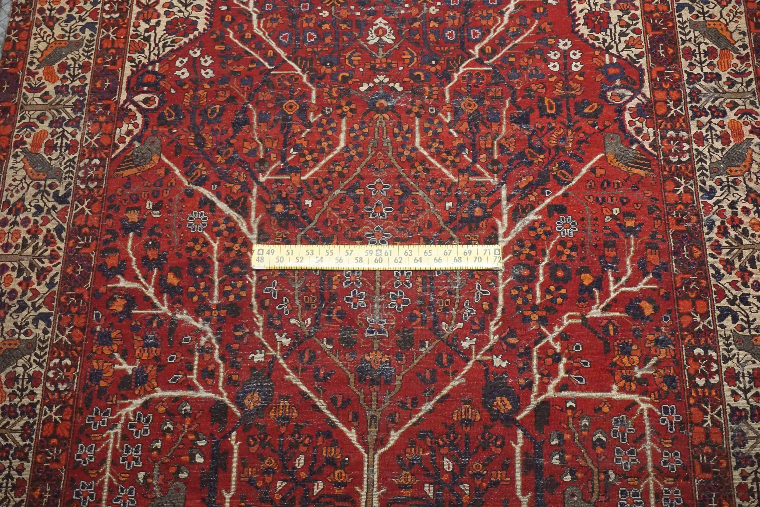 Hand-Knotted Persian Antique Tabriz with Birds and Tree of Life Design For Sale