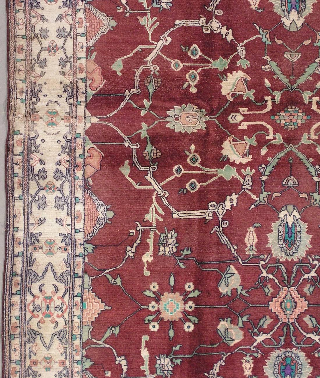 Hand-Knotted Fine Antique Indian Agra Rug, circa 1900 For Sale