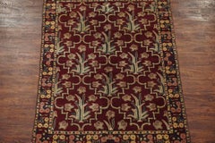 Antique Cotton Agra Rug with Floral Border, circa 1900