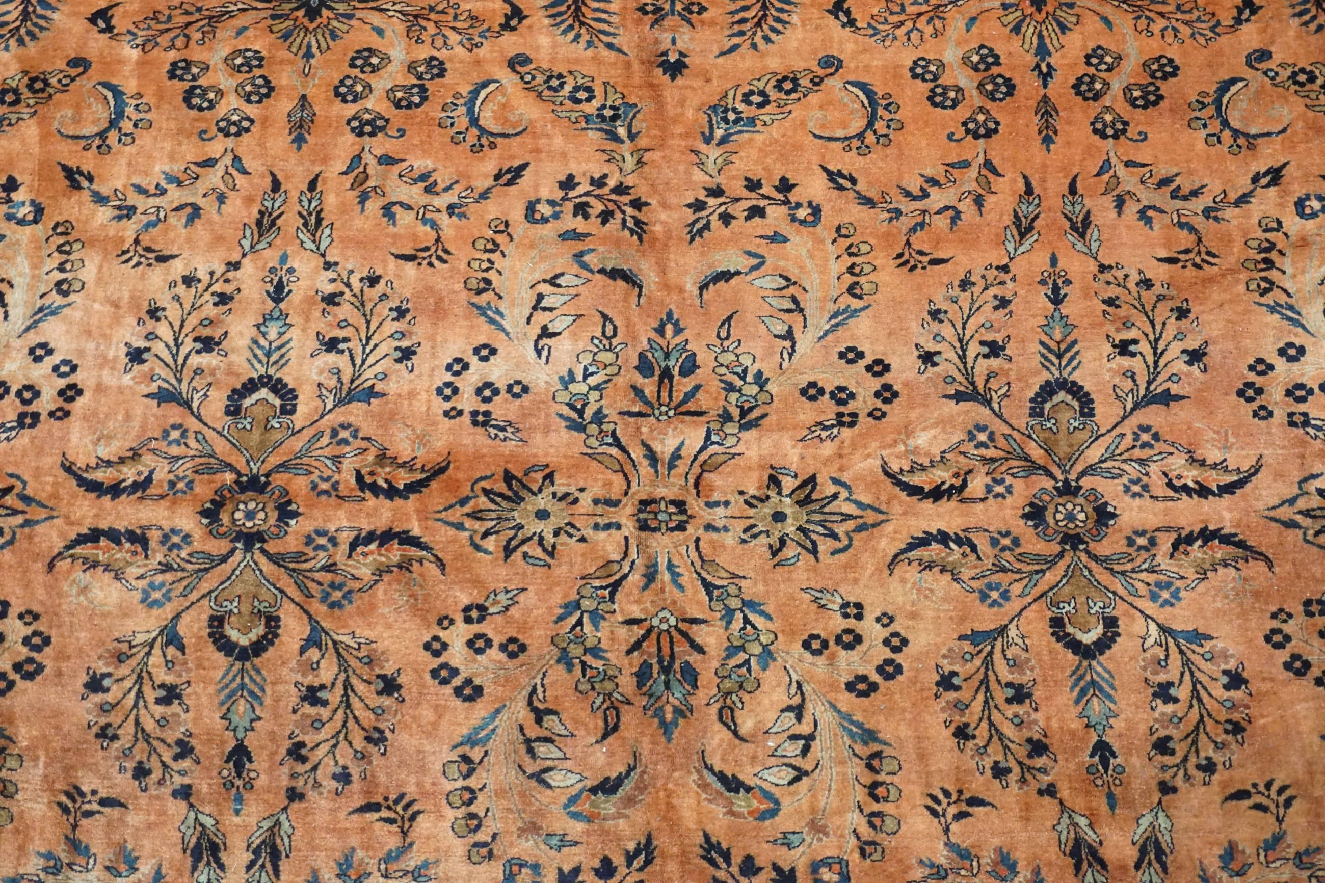Hand-Knotted Antique Persian Sarouk Rug, circa 1900 For Sale