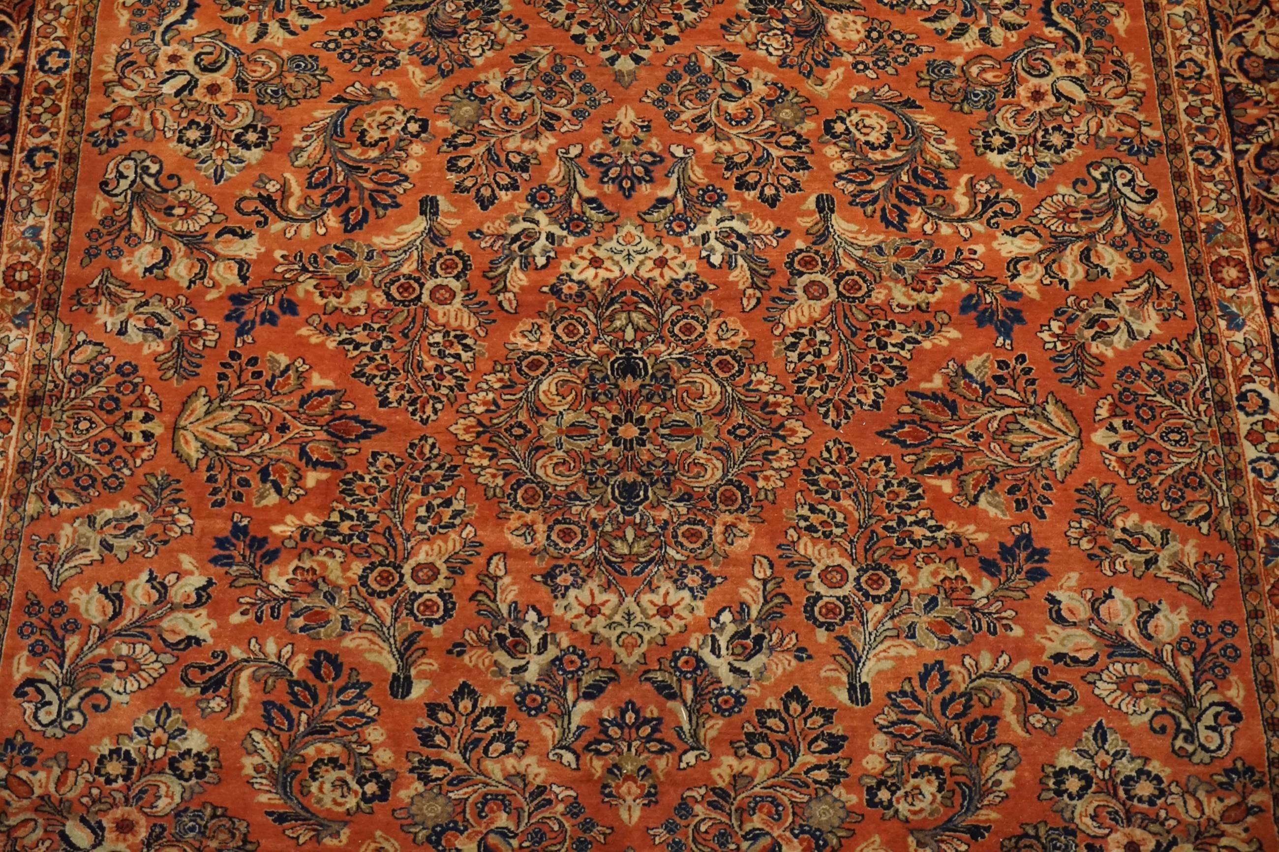 Hand-Knotted Antique Persian Sarouq Rug, circa 1900 For Sale
