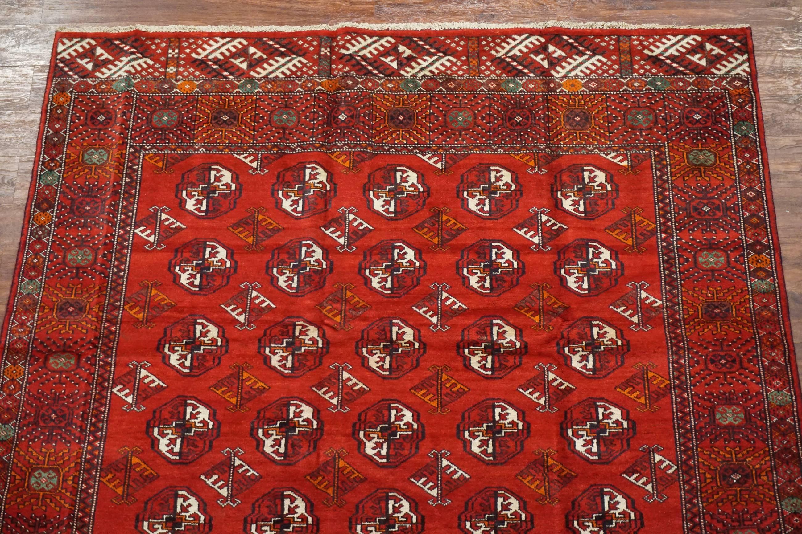 Persian Vintage Turkoman Tekke Area Rug, circa 1970 For Sale