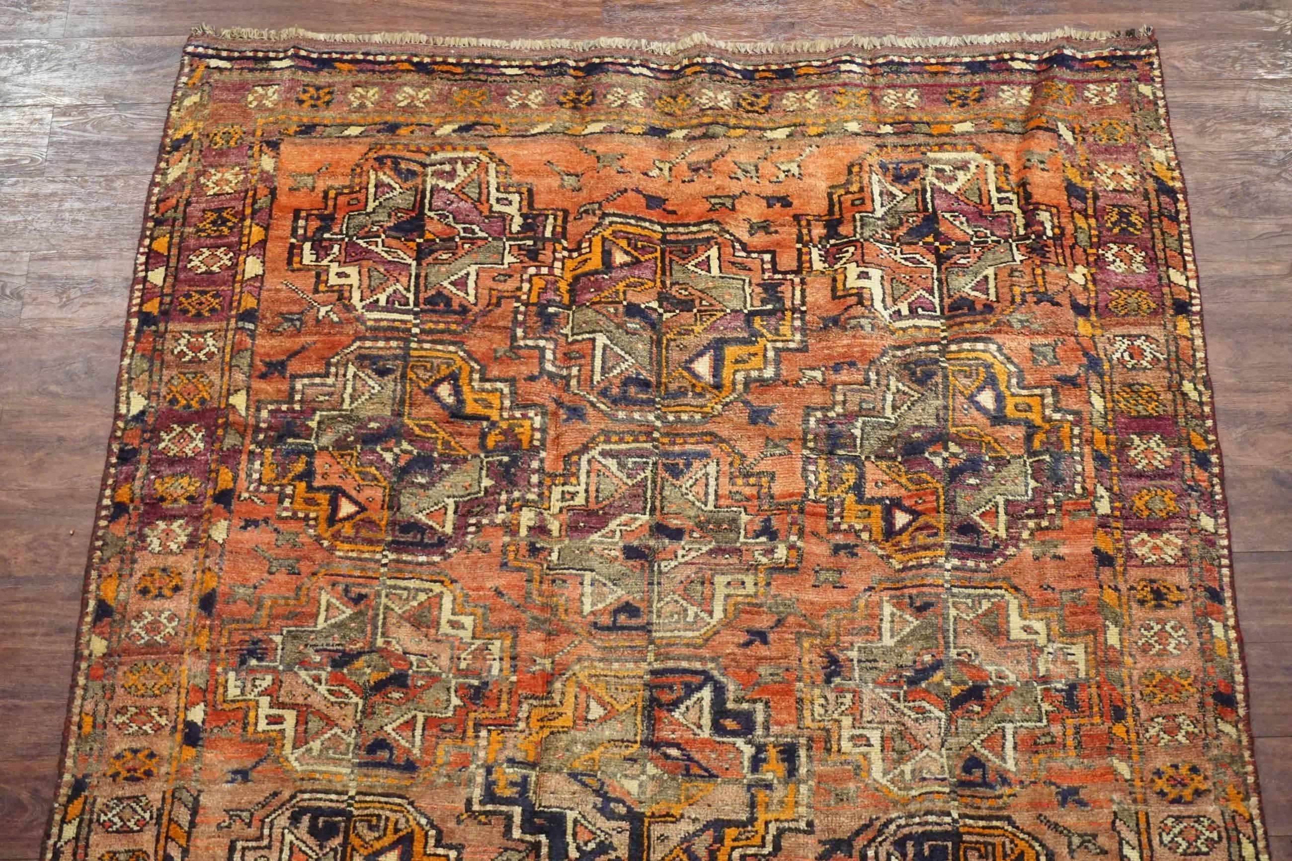 Hand-Knotted Antique Persian Tribal Bukhara Turkoman Rug with Abrash, circa 1900 For Sale